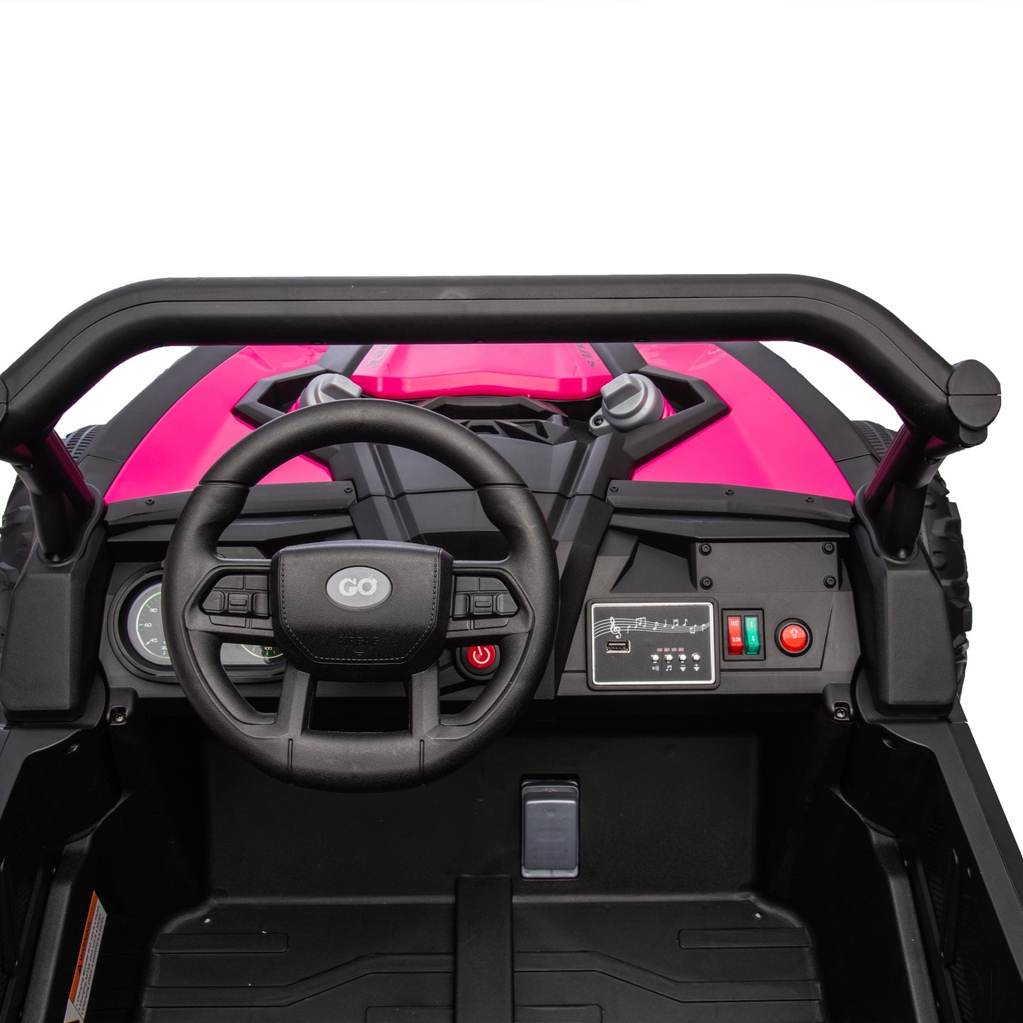 iRerts 2 Seater Ride on Car, 24V Powered Ride on Toys UTV with Remote Control, LED Lights, Bluetooth Music, 3 Speeds, Storage Space, Electric Vehicle for Kids Boys Girls Ages 3-8 Gifts, Pink