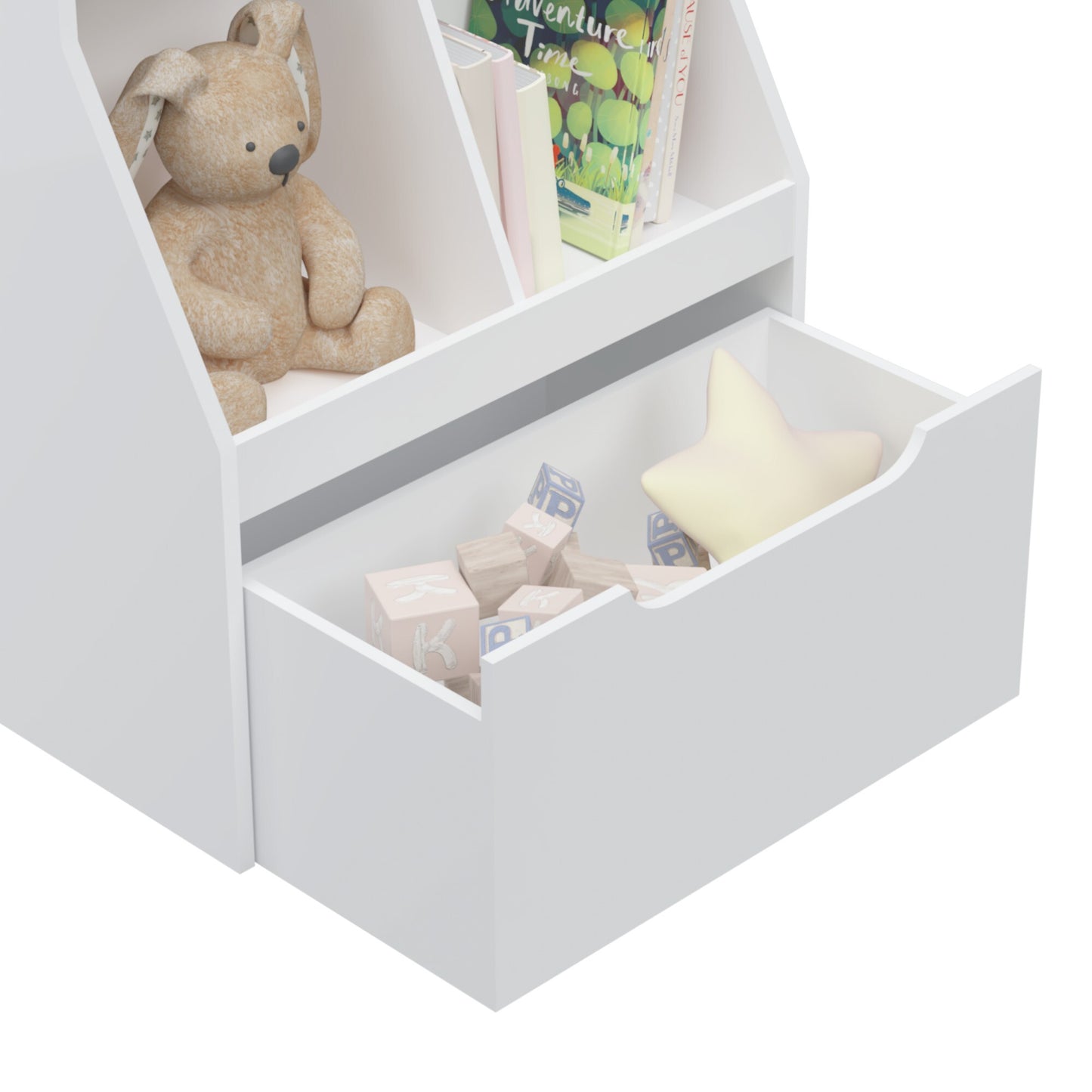 iRerts Kids Toy Storage Organizer, Wooden Cube Bookcase and Book Shelf with Storage for Bedroom, Living Room, White