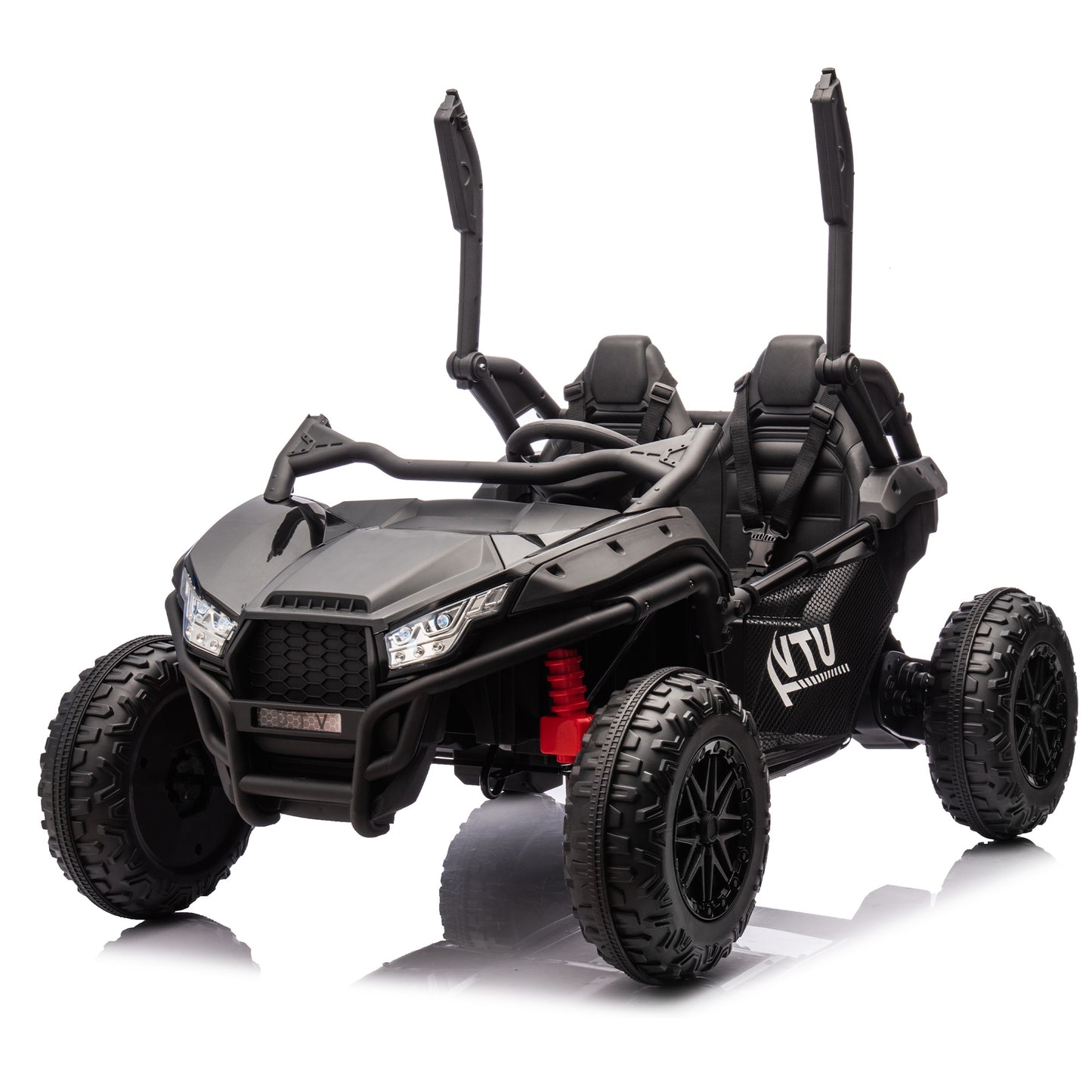 iRerts 2 Seater Ride on Car for Kids, 24 Volt Ride on Toys for Boys Girls Gifts, Powered Ride on UTV Electric Vehicle with Remote Control, Bluetooth, MP3/USB Ports, 4 Wheel Spring Suspension, Black