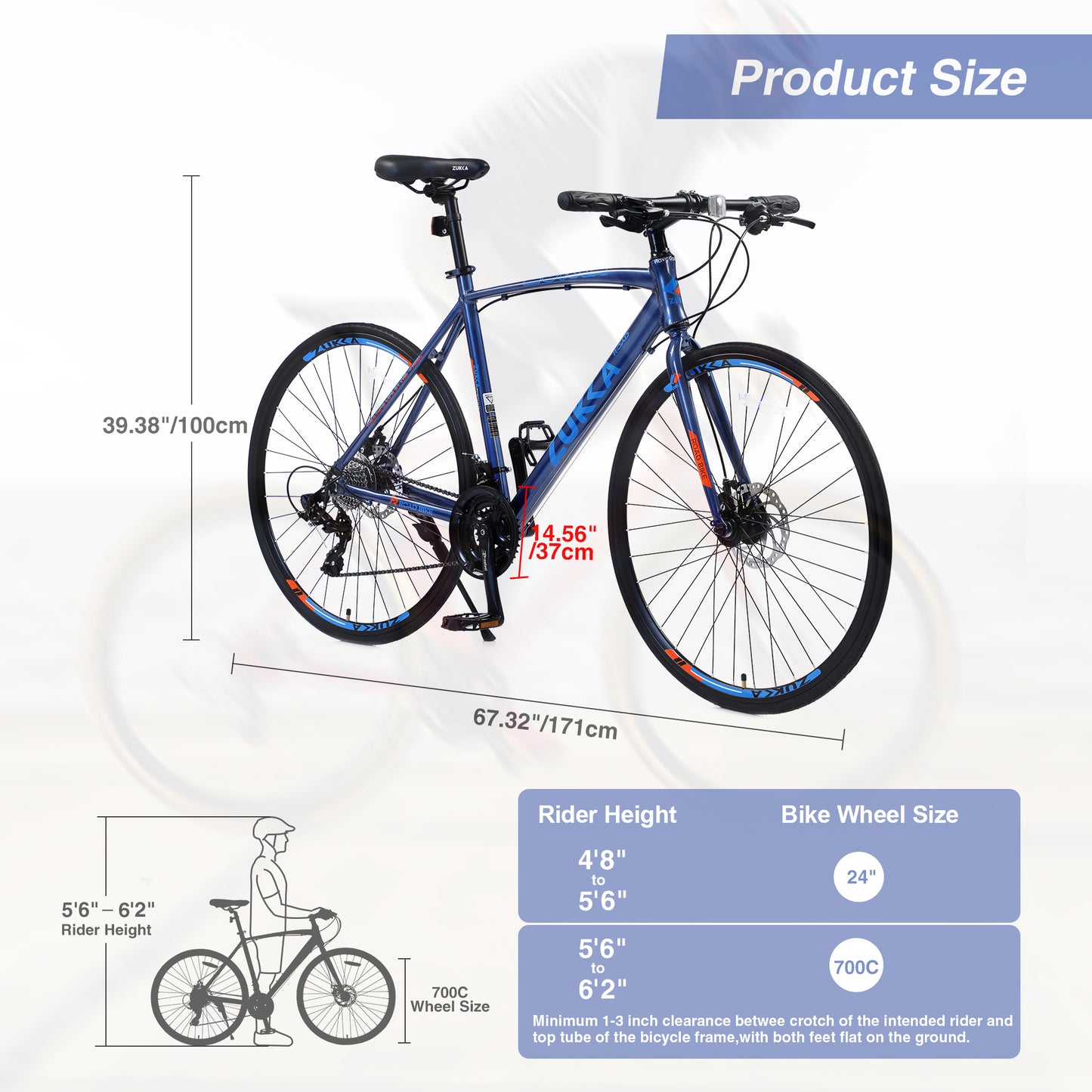 iRerts 24 Speed Hybrid Bike, 700C Road Bikes for Men Women, Adult City Bicycle Commuter Bike with Double Disc Brake and 3*8 Gears Shimano, Lightweight Adult Bike for School Commuting, Light Blue