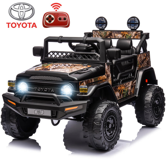 12V Ride on Cars with Remote Control, Licensed Toyota FJ Cruiser Ride on Trucks Vehicle with Bluetooth, Music, MP3/USB Port, Battery Powered Ride on Toys for Kids Boys Girls Birthday Gift, Black