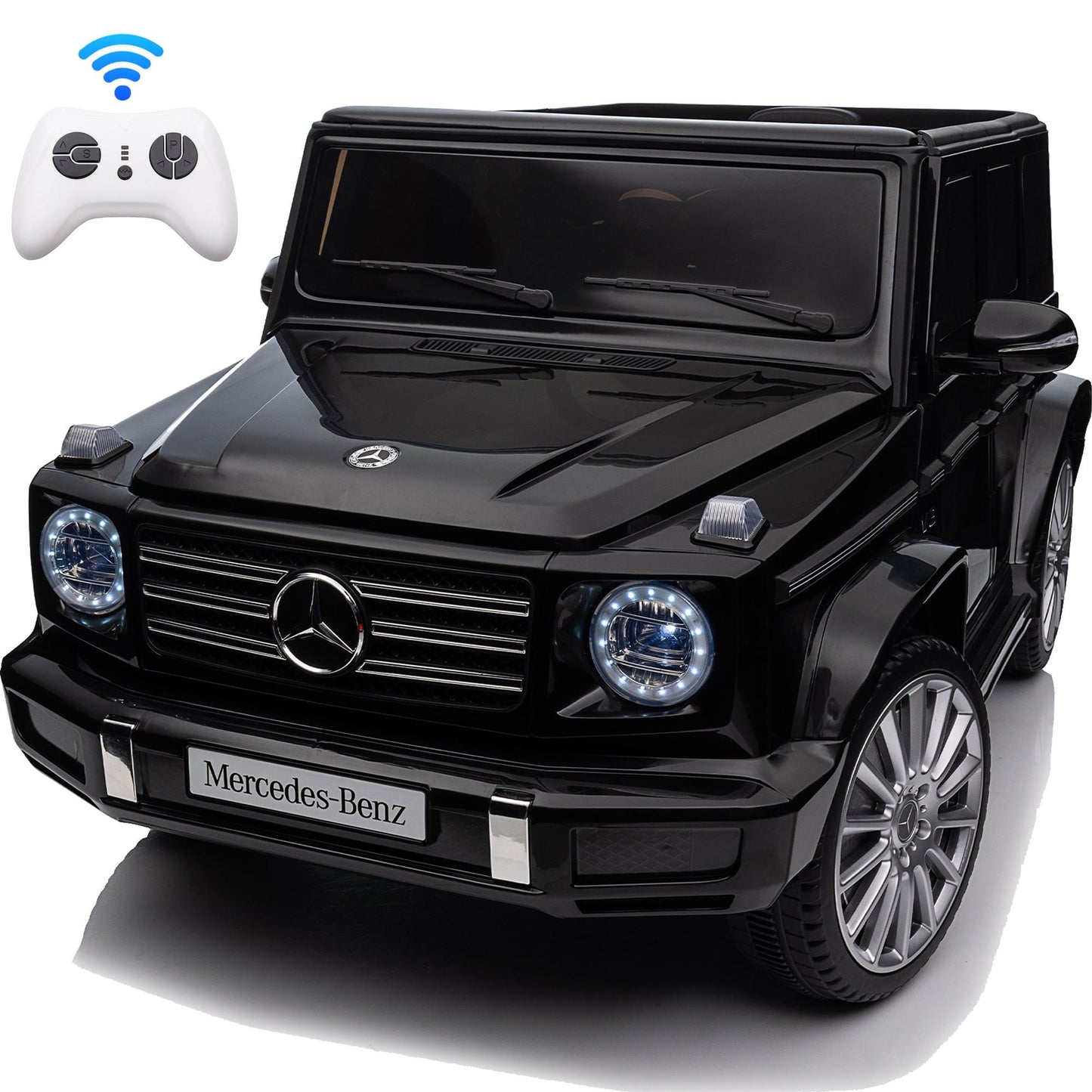 24V Ride On Cars with Remote Control, Licensed Mercedes Benz G500 Kids Electric Car for Boys Girls Gifts, Battery Powered Ride on Trucks Toys with Bluetooth, MP3, Music, Led Lights, USB, Black