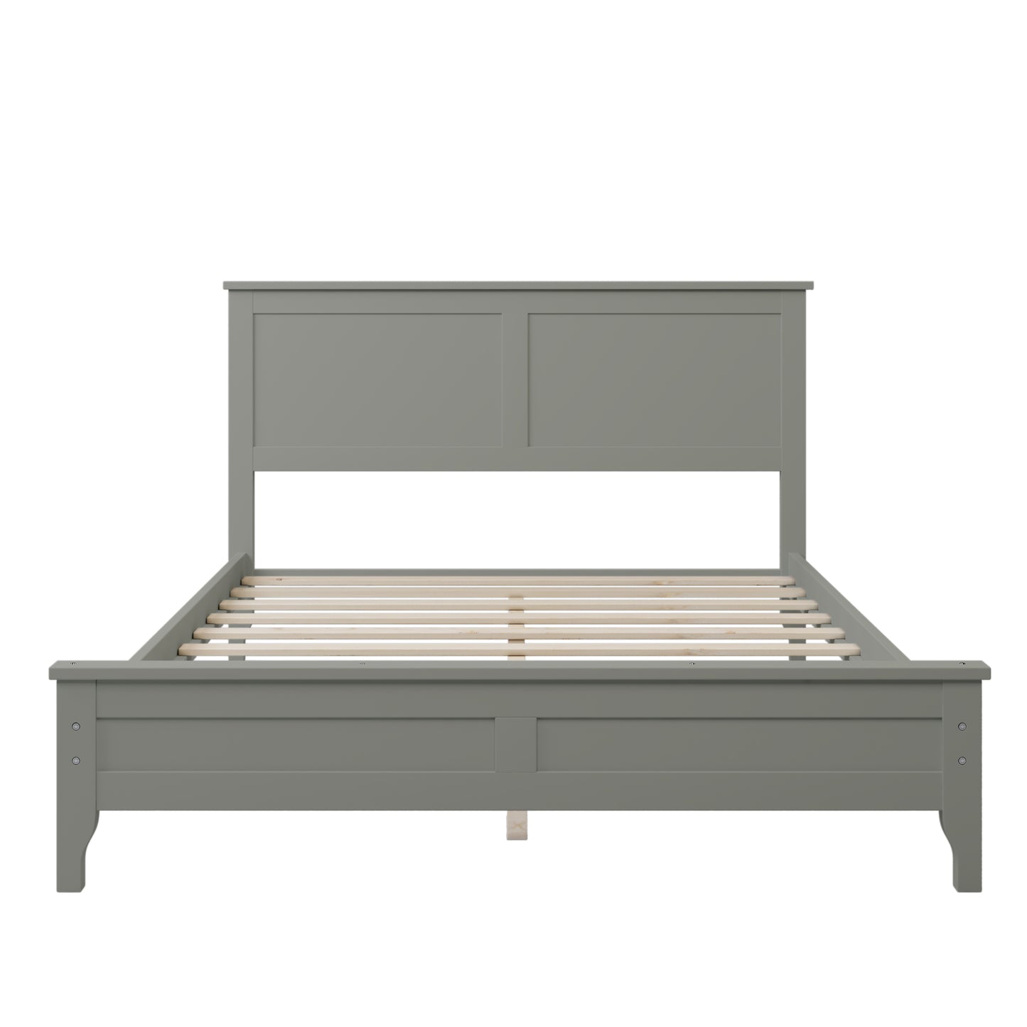 iRerts Full Platform Bed Frame with Headboard and Footboard, Solid Wood Bed Frames Full Size with Slats Support, Oak Top, Modern Full Bed Frame No Box Spring Needed for Kids Adults, Gray