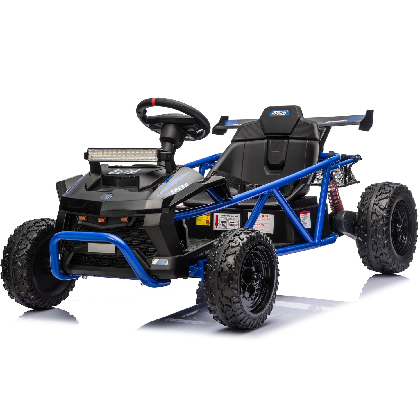 iRerts 36V Ride on Toys for Big Kids, 500W Powered Ride on Car for Kids Boys Girls Ages 6+, Kids Electric Car with EVA Tires, Metal Frame, Bluetooth, Adjustable Seat, Spring Suspension, Blue
