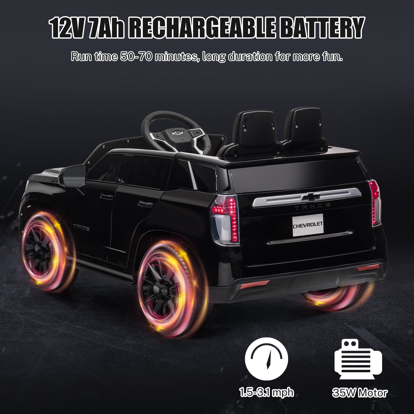iRerts Black 12V Chevrolet Tahoe Powered Ride On Cars with Remote Control, Kids Ride on Toys for Boys Girls Gifts Ages 3-6, Battery Powered Kids Electric Cars with Music, MP3/USB/AUX Port