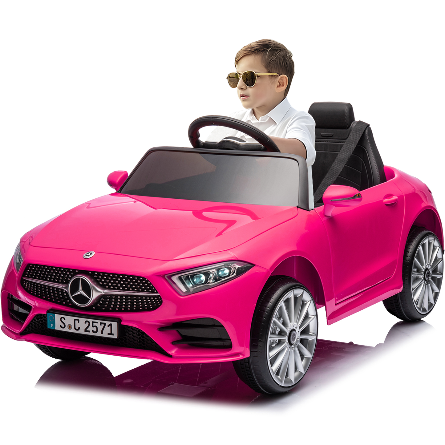 iRerts 12V Electric Ride On Cars for Girls Boys, Battery Powered Ride on Toys for Toddlers with Music, USB/AUX/SD Ports, LED Light, 4 Wheel Suspension, Electric Cars for Kids 3-6 Years Old Gifts, Pink