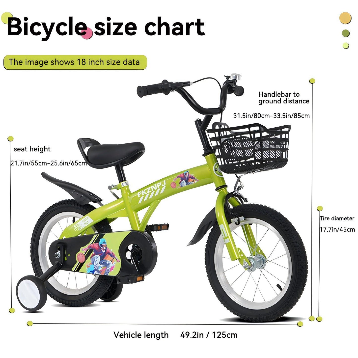 iRerts Kids Bike with Training Wheels, 18 Inch Kids Bicycle for Boys Girls Ages 5-10 Years Old, Girls Bicycles for Kids with Adjustable Seat, Fender and Varrier, Green