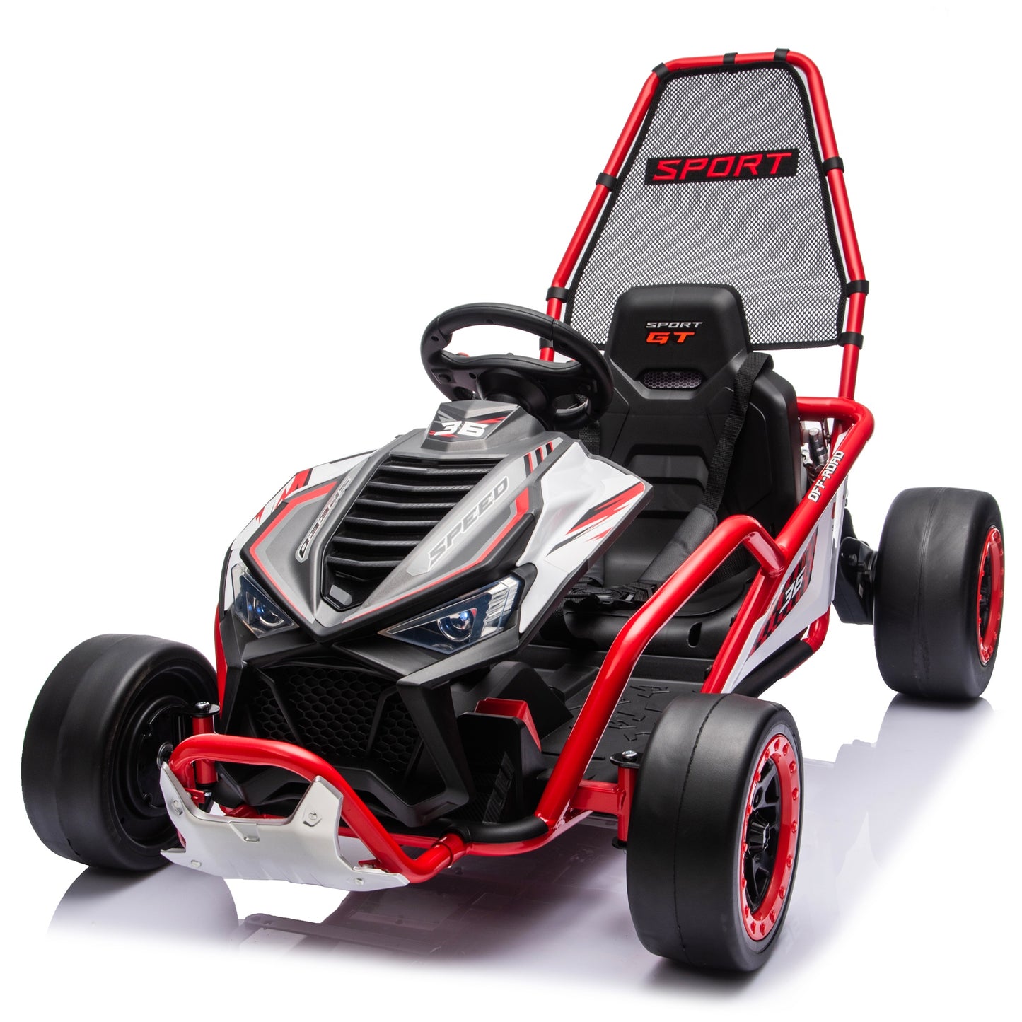 24V Powered Ride on Toys, iRerts Electric Go Kart with Drift Mode, Bluetooth Music, EVA Front Tires, Rear Wheel Suspension, Max Speed 7.5 MPH, Crazy Go Cart Electric Car for Kids 6-12 Ages, Red