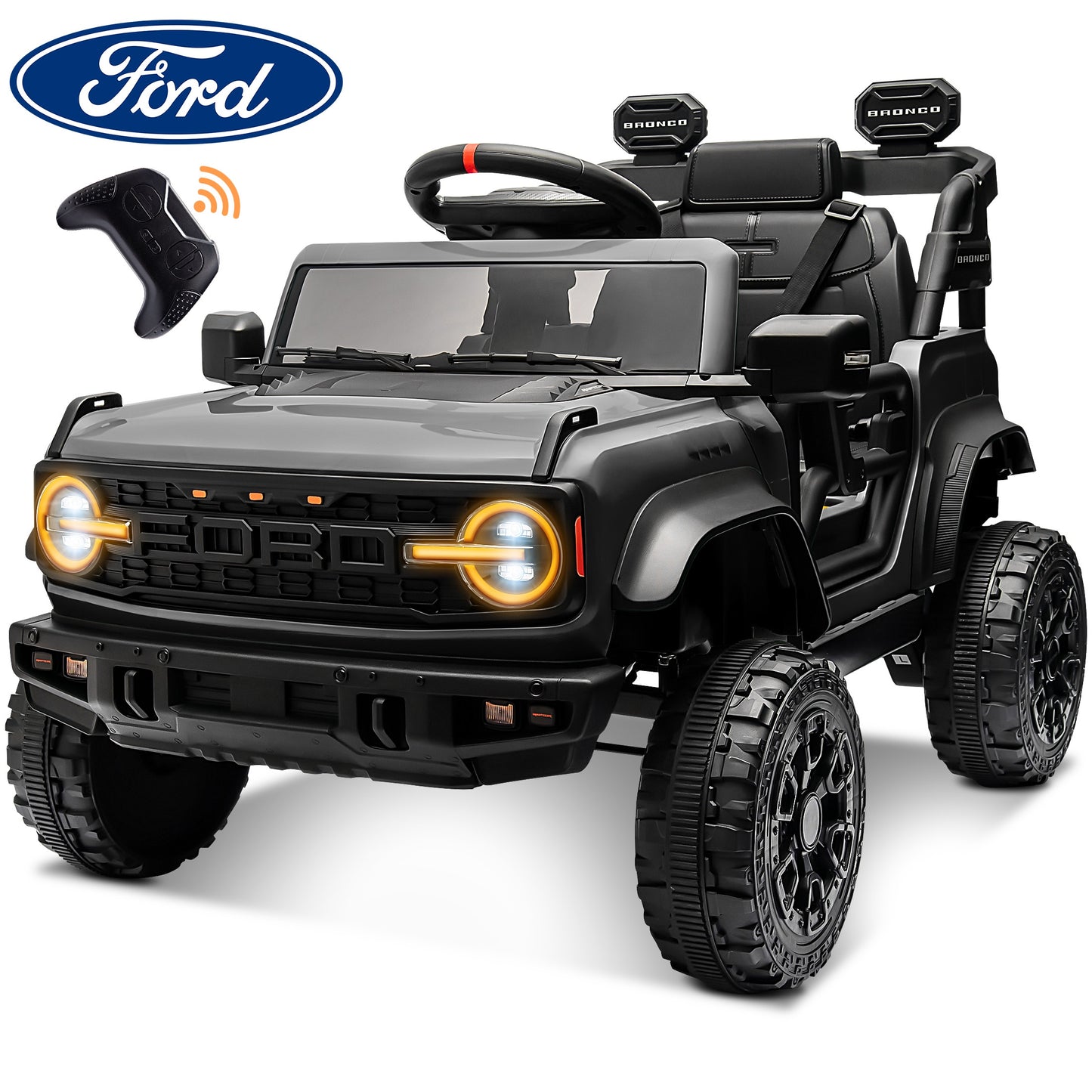 12V Powered Ride on Car Toy, Ford Bronco Raptor Kids Electric Vehicle Car with Parent Remote, Battery Powered Ride on Truck for Boys Girls w/ Rear Wheel Suspension, Bluetooth