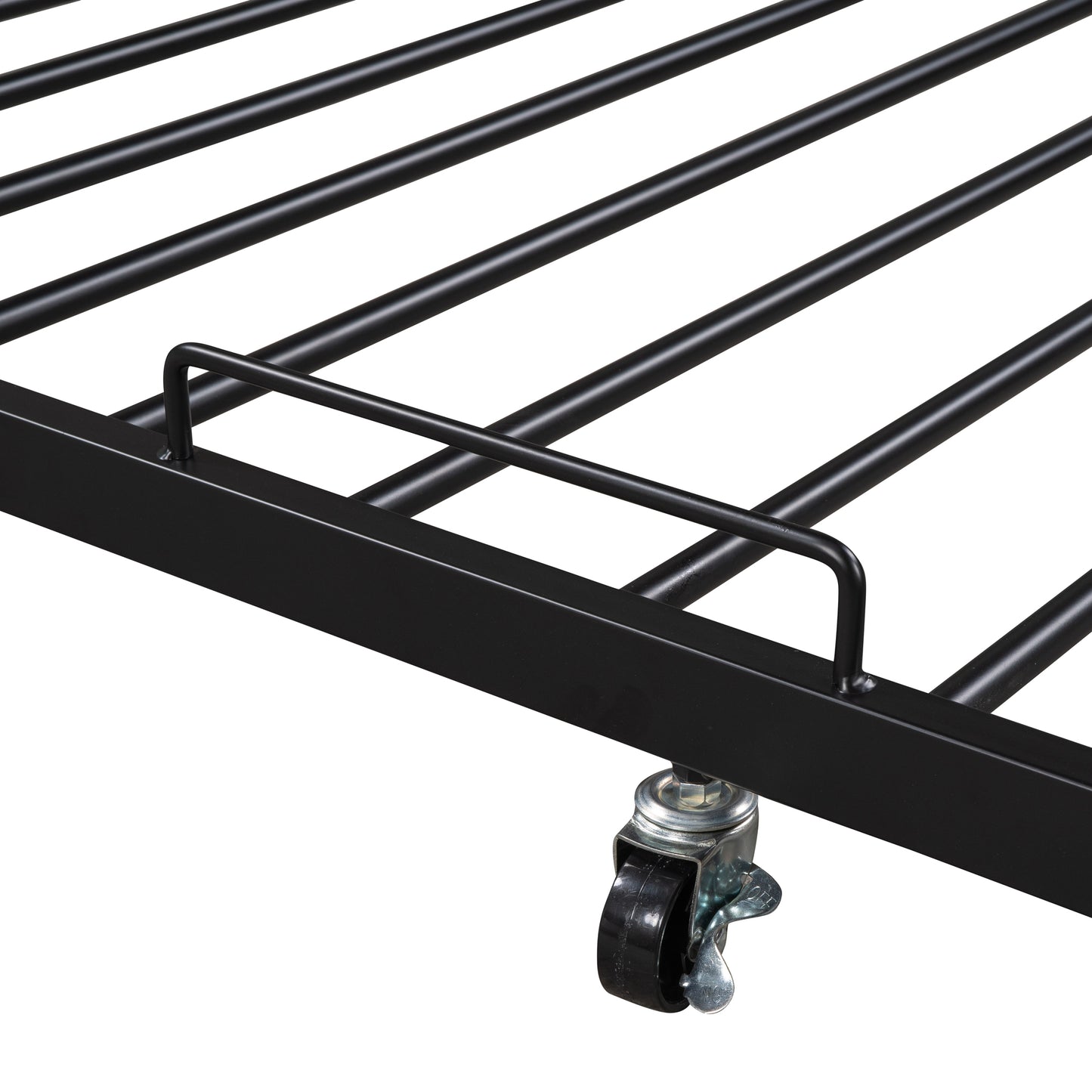 Full Size Metal Platform Bed Frame with Twin Size Trundle, Full Size Bed Frame with Storage Headboard, Outlet/USB Ports, Steel Slat Support, Full Bed Frame No Box Spring Needed for Bedroom, Black