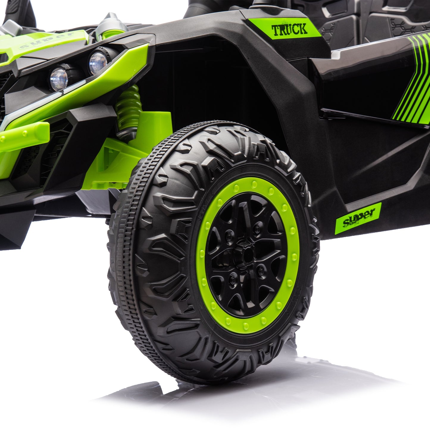 iRerts 2 Seater Ride on Car, 24V Powered Ride on Toys UTV with Remote Control, LED Lights, Bluetooth Music, 3 Speeds, Storage Space, Electric Vehicle for Kids Boys Girls Ages 3-8 Gifts, Green