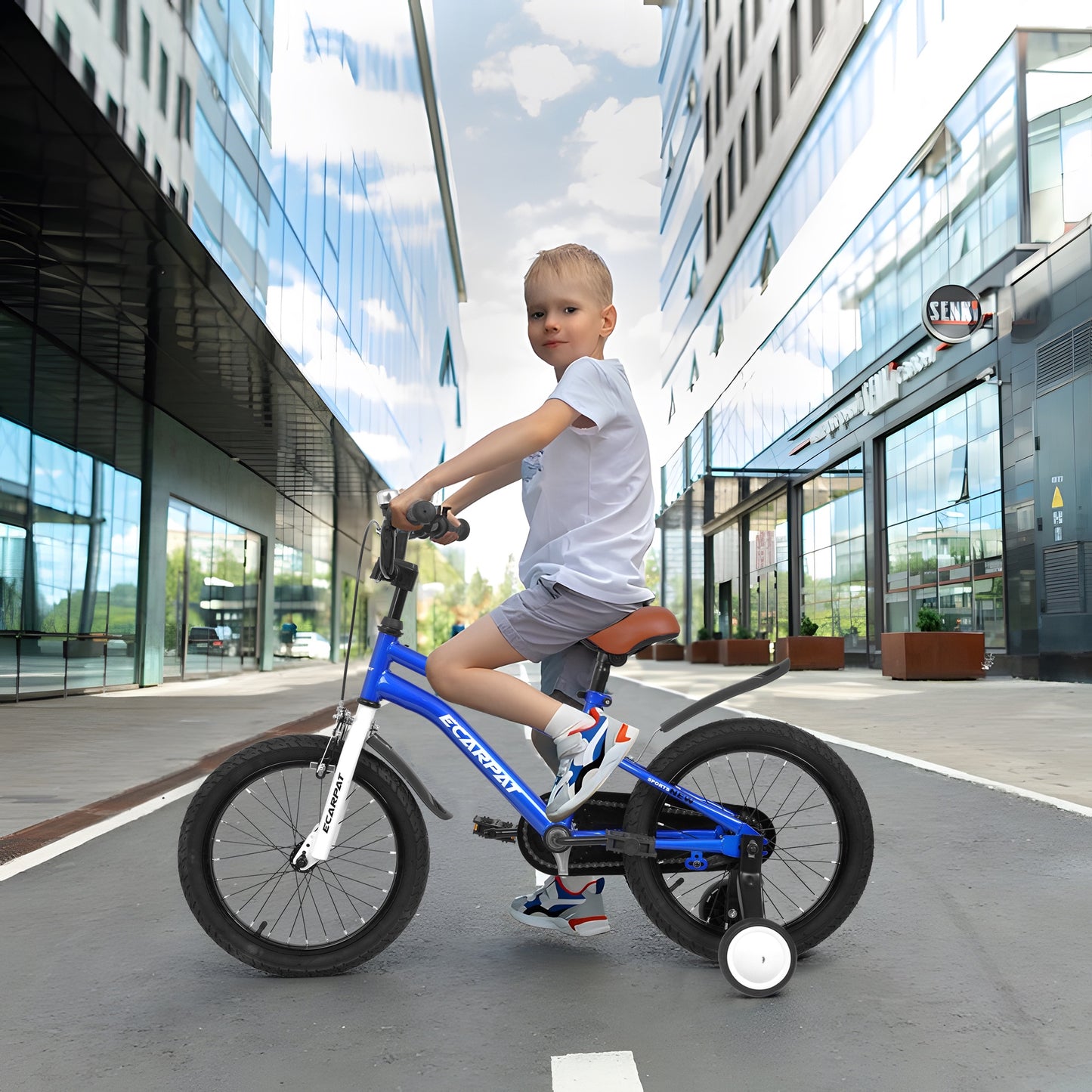 iRerts Kids Bicycles 14 Inch, Freestyle Kids Bike Sport Bicycle for Boys Girls 3-6 Years Old, Girls Boys Bicycles with Training Wheels, Fender, Blue