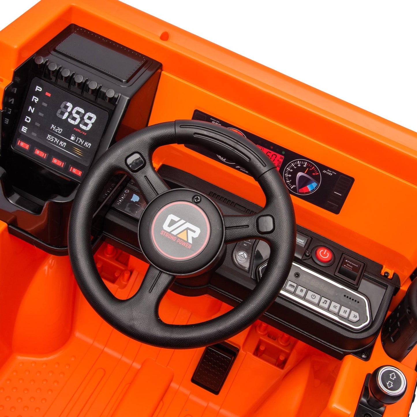 iRerts Ride on Dump Truck for Boys, 12V Ride on Car with Remote Control, 4 Wheel Construction Vehicles with Electric Dump Bed and Shovel, Powered Ride on Toys with Bluetooth, Music, USB Port, Orange