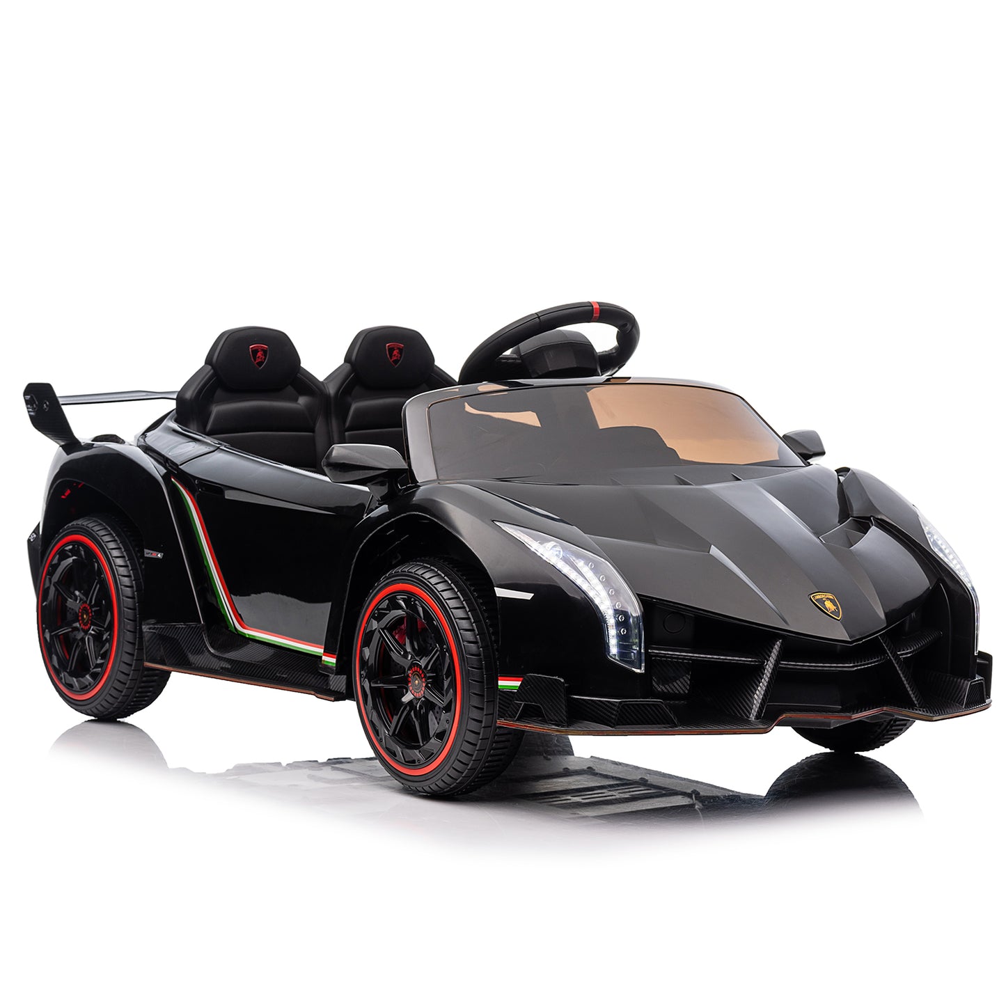 iRerts 12V Ride on Sports Cars with Remote Control, Lamborghini Poison Kids Ride on Vehicles Toys for Boys Girls 3-5 Years Old Gifts, Battery Powered Kids Electric Cars with Music, LED Light, Black