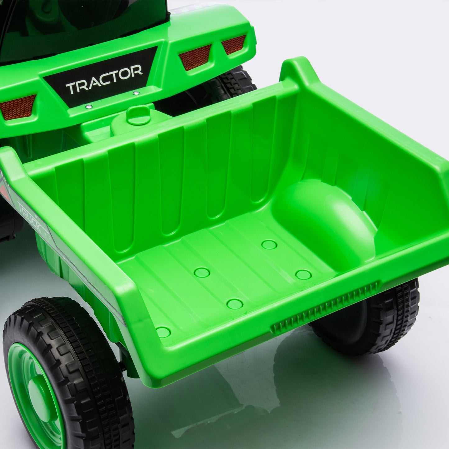 iRerts 12V Ride on Tractor, Powered Ride on Car for Kids Boys Girls Ages 3-6 Gifts, Kids Ride on Toys Electric Cars with Removable Storage Tug, Bluetooth ,Music, MP3/USB Ports, LED Light, Green