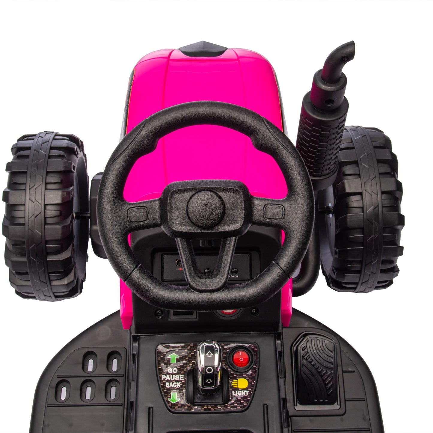 iRerts 24V Ride on Toy Tractor with Trailer, Powered Ride on Car with Remote Control, Electric Cars for Kids Toddlers Ages 3-6 with 3 Speeds, Bluetooth, Music, USB/MP3 Ports, LED Light, Rose Pink