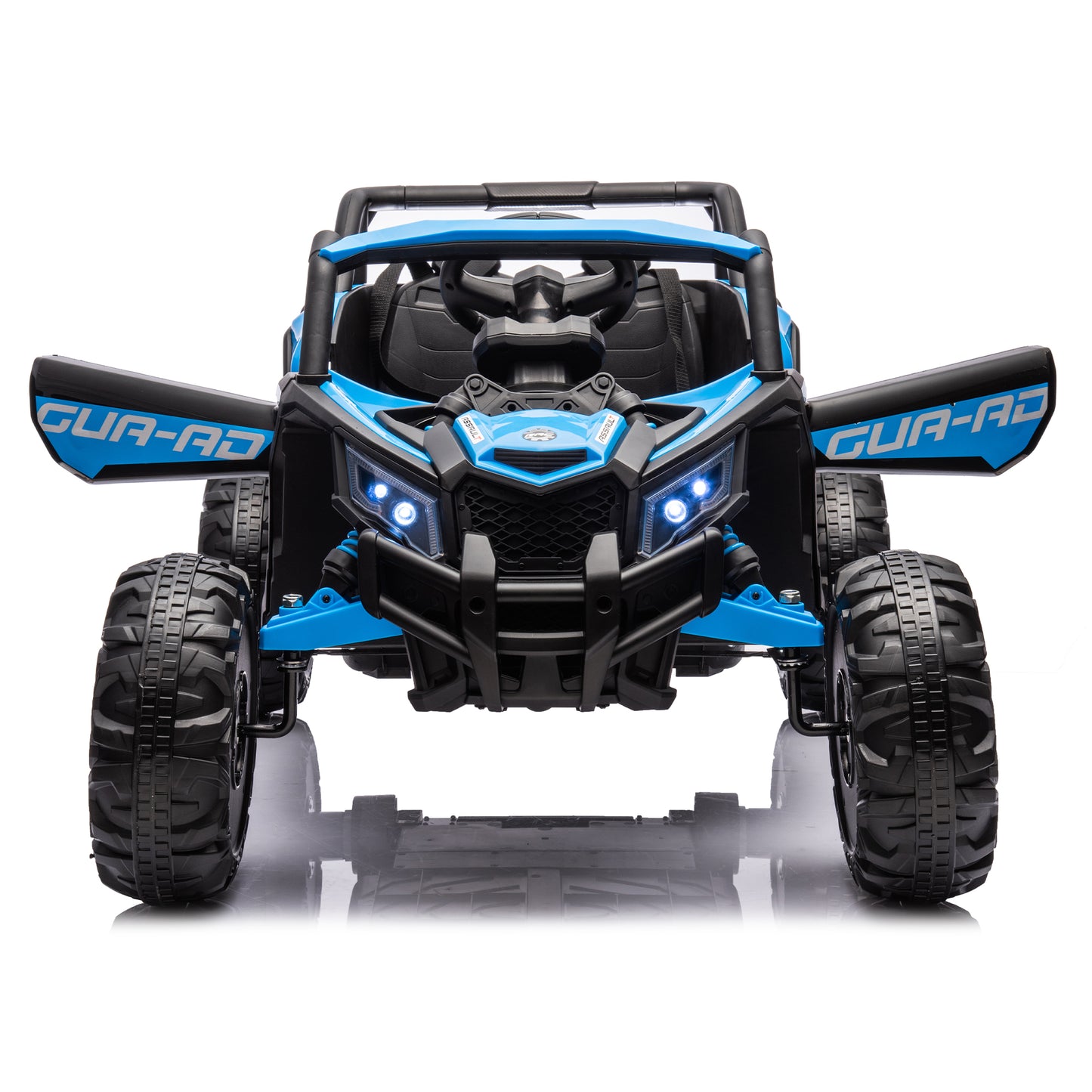 iRerts Blue 12V Battery Powered Ride on UTV Cars for Boys Girls, Kids Ride on Toys with Remote Control, Music, LED Light, USB, Bluetooth, 4 Wheels Kids Electric Vehicle for Christmas Birthday Gifts