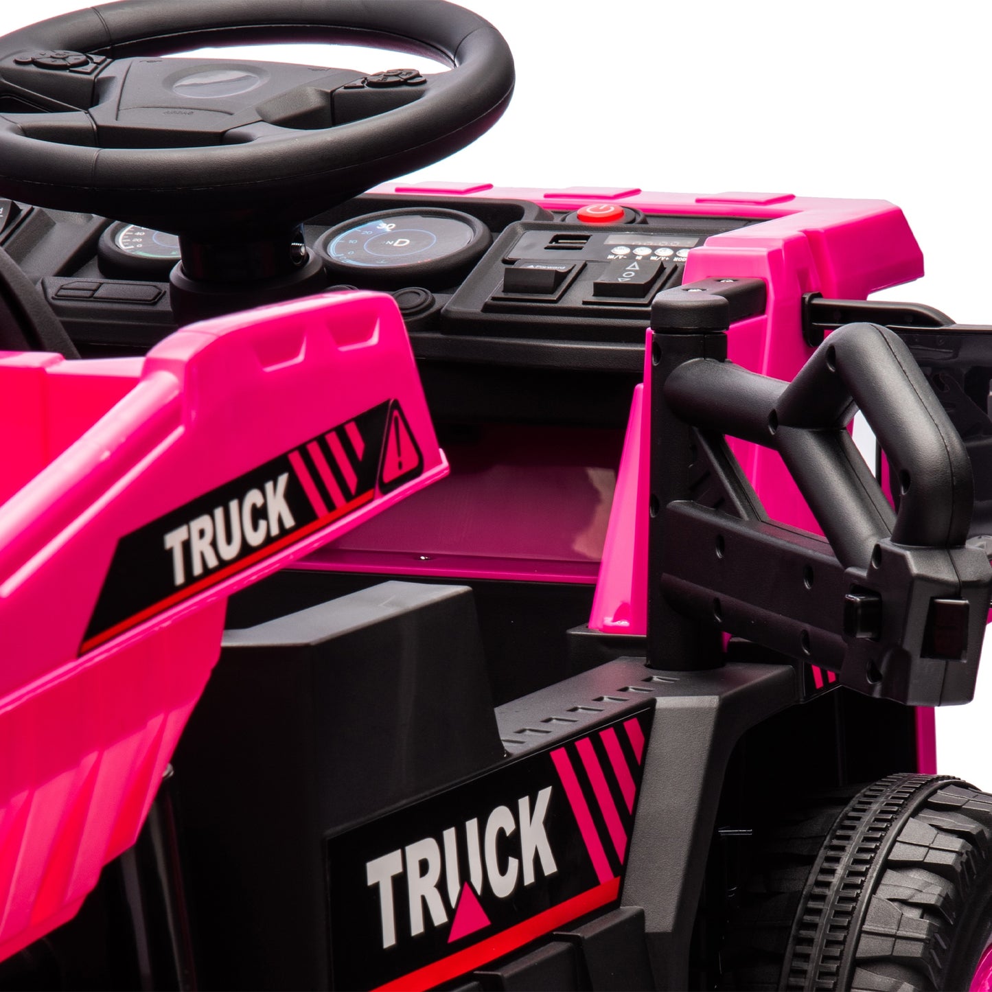 iRerts Ride On Dump Truck for Kids, 12V Powered Ride on Car with Remote Control, Electric Dump Bed, 1 Shovel, Bluetooth Music, LED Light, Kids Car Ride on Construction for Boys Girls Ages 3-5, Pink