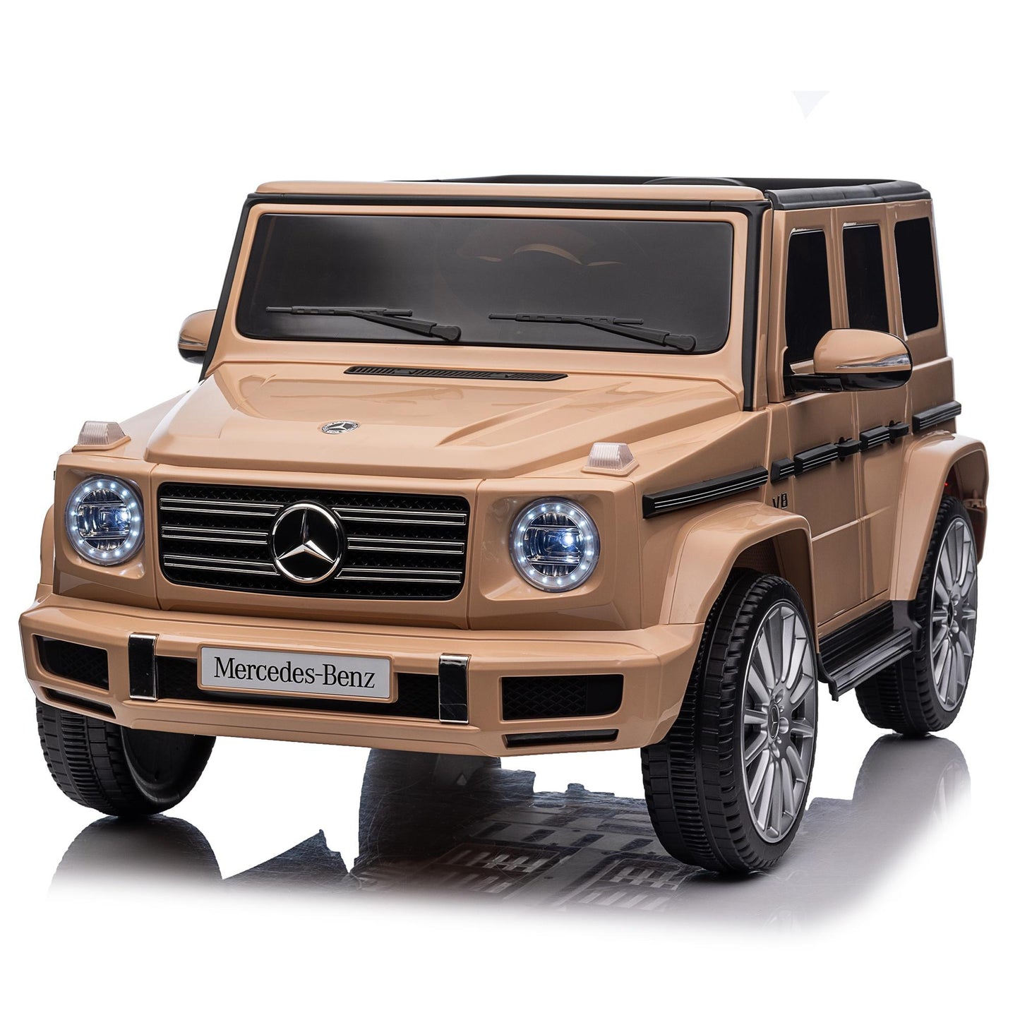24V Ride On Cars with Remote Control, Licensed Mercedes Benz G500 Kids Electric Car for Boys Girls Gifts, Battery Powered Ride on Trucks Toys with Bluetooth, MP3, Music, Led Lights, USB, Yellow