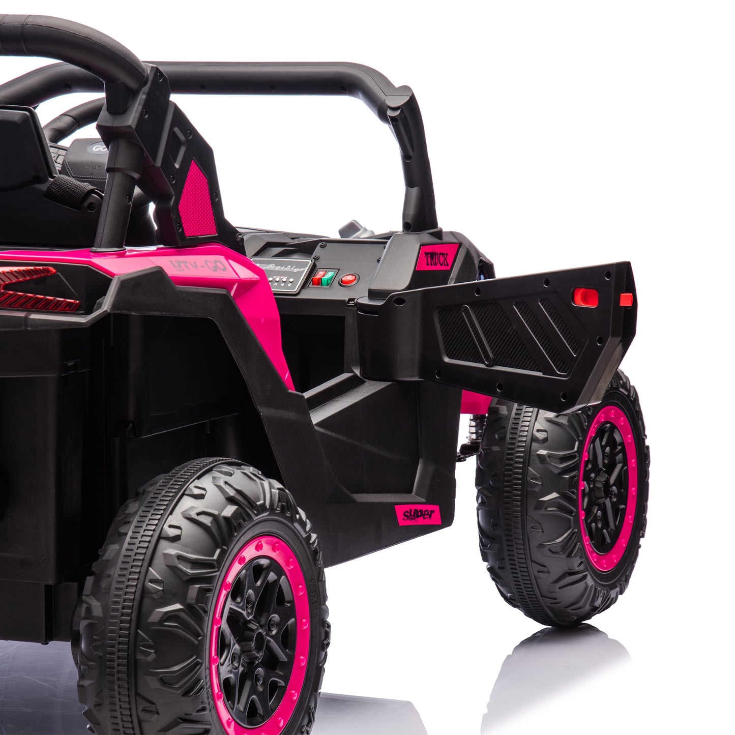 iRerts 2 Seater Ride on Car, 24V Powered Ride on Toys UTV with Remote Control, LED Lights, Bluetooth Music, 3 Speeds, Storage Space, Electric Vehicle for Kids Boys Girls Ages 3-8 Gifts, Pink
