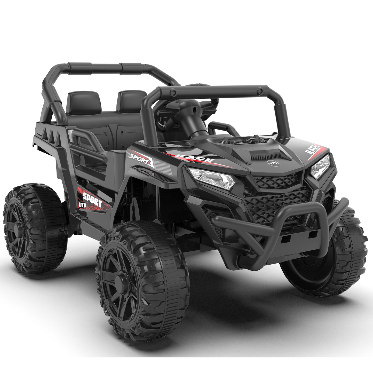 iRerts 12V Ride on Car UTV with Remote Control, Powered Ride on Toys for Kids Boys Girls Ages 3-5, Electric Car for Kids with Bluetooth, Music, MP3 Ports, LED Lights, Horn, Black