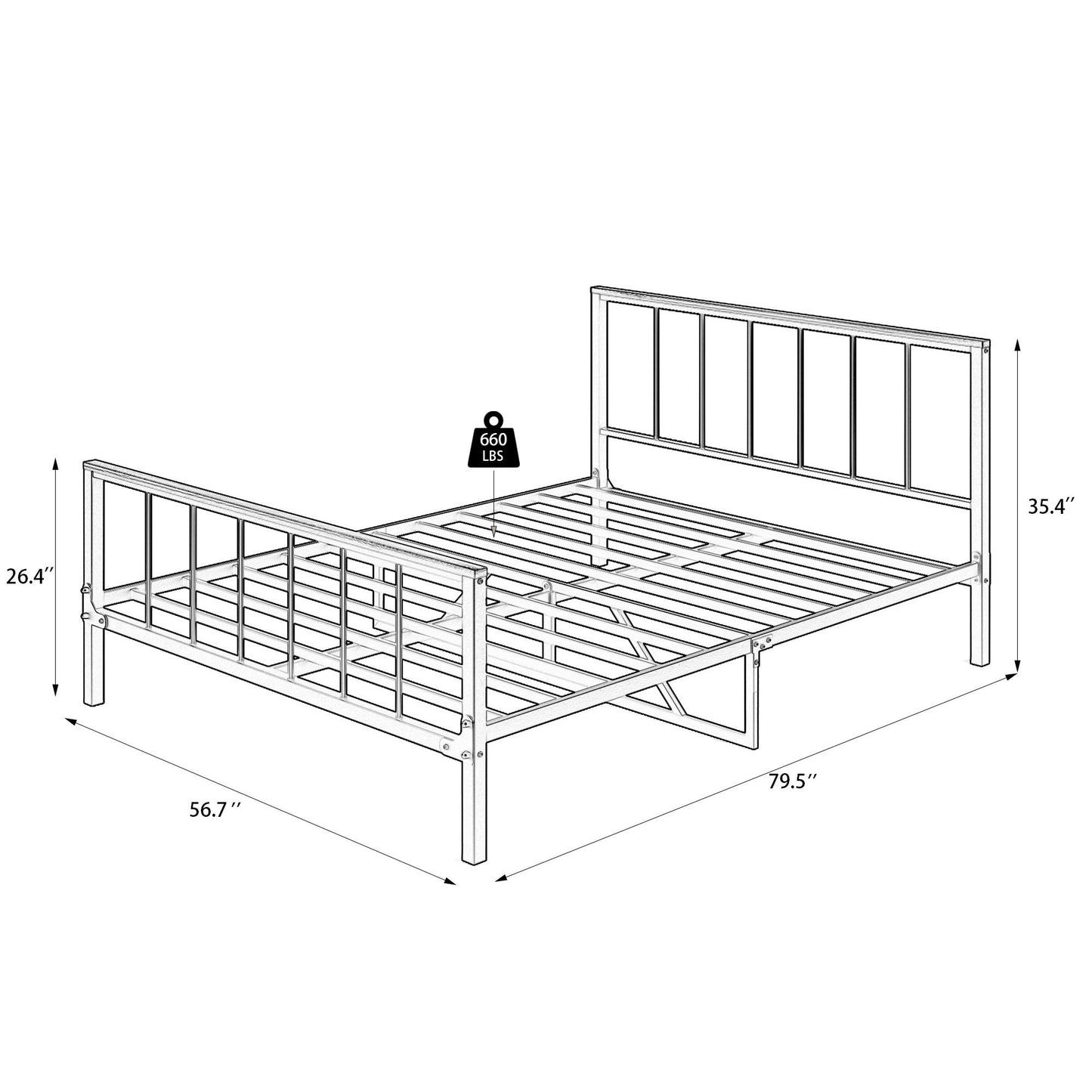 Metal Full Size Bed Frame with Headboard and Footboard Platform Metal Bed Frame Full for Adults Teens Kids, Metal Full Bed Frame, Bedroom Furniture, No Box Spring Needed, Black