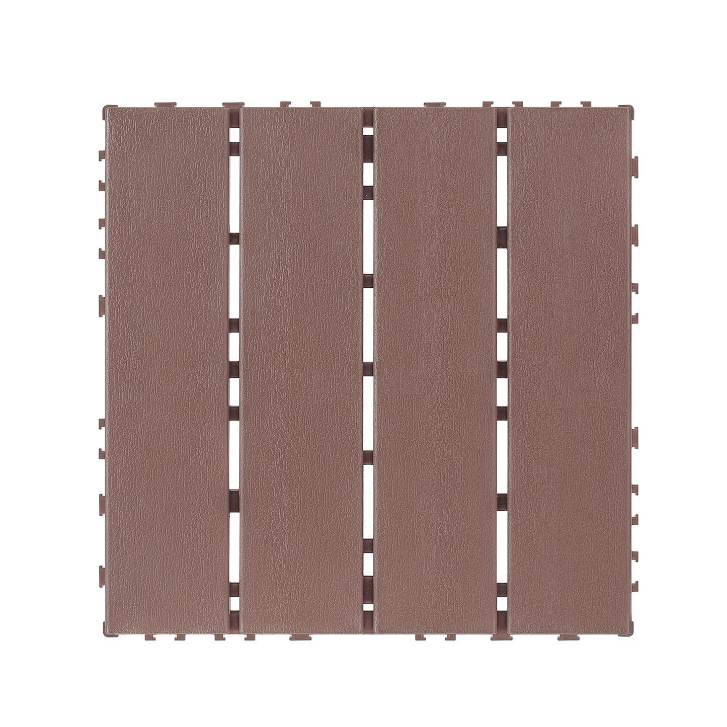 iRerts Plastic Interlocking Deck Tiles, 44 Pack Outdoor Flooring Tiles 12" x 12", All Weather Use, Patio Floor Decking Tiles for Porch Poolside Balcony Backyard, Brown