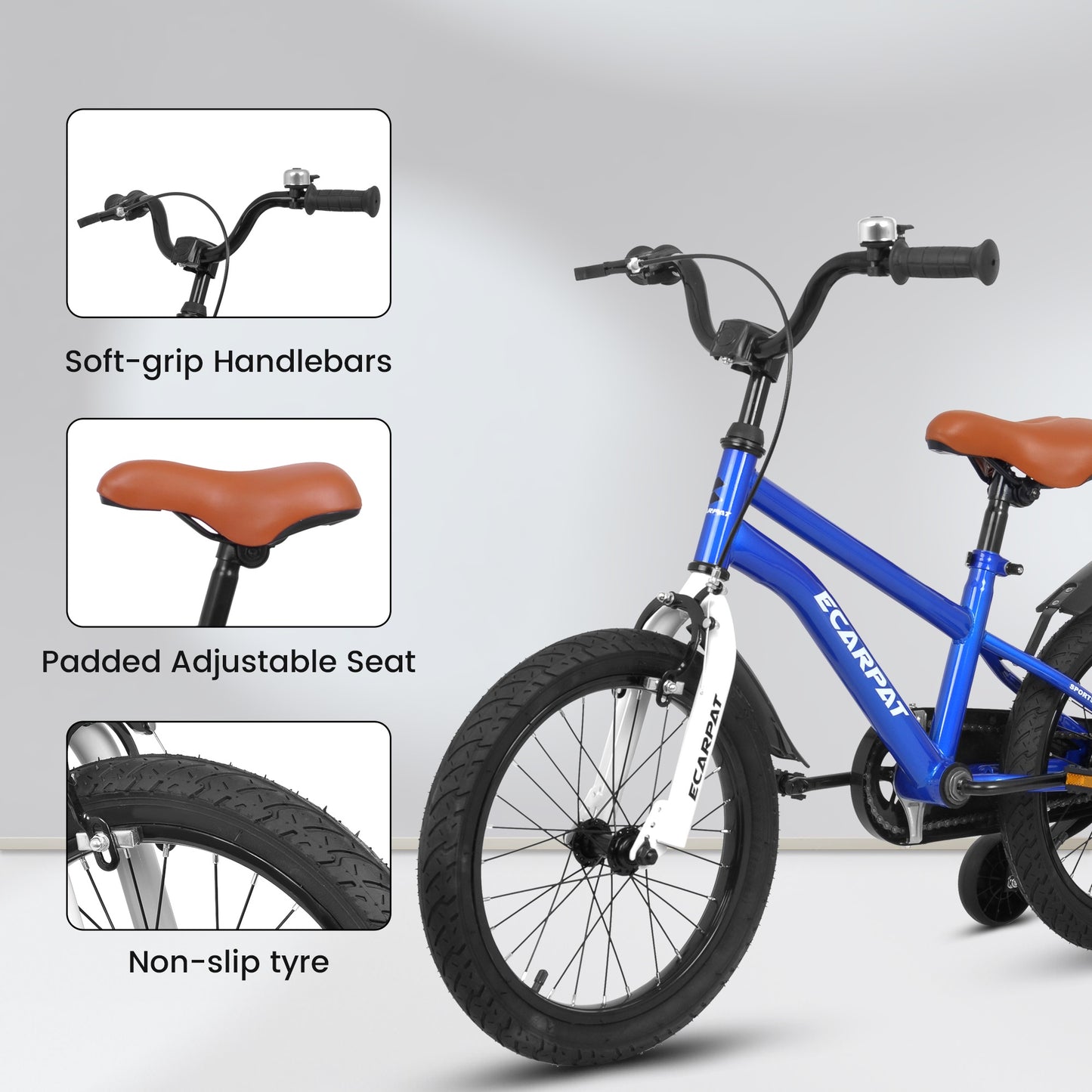 iRerts Kids Bicycles 14 Inch, Freestyle Kids Bike Sport Bicycle for Boys Girls 3-6 Years Old, Girls Boys Bicycles with Training Wheels, Fender, Blue