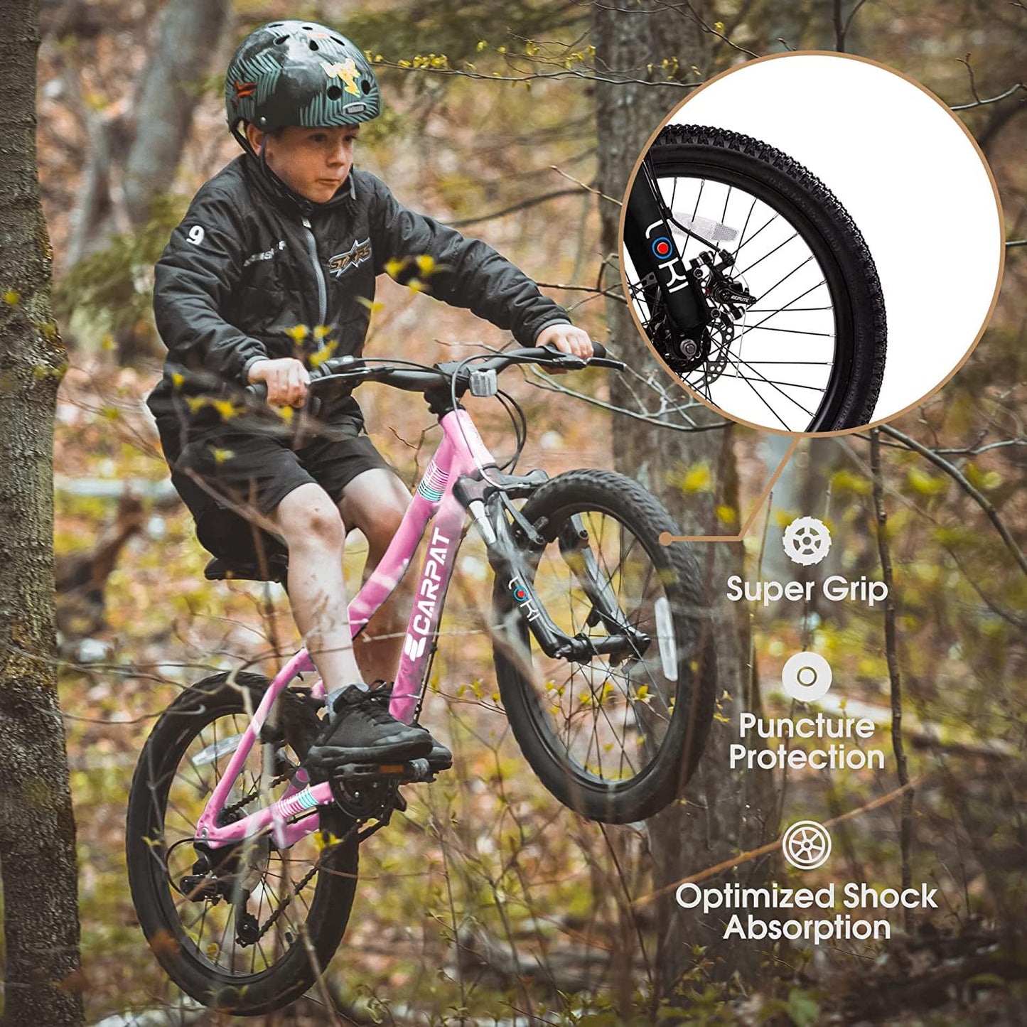 iRerts Mountain Bike for Boys Girls, 20'' Kids Mountain Bike with 7 Speed, Front Suspension, Disc Brake, Kids Bike for 8-12 Years Old, Teenager Children Kids Bicycles, Pink