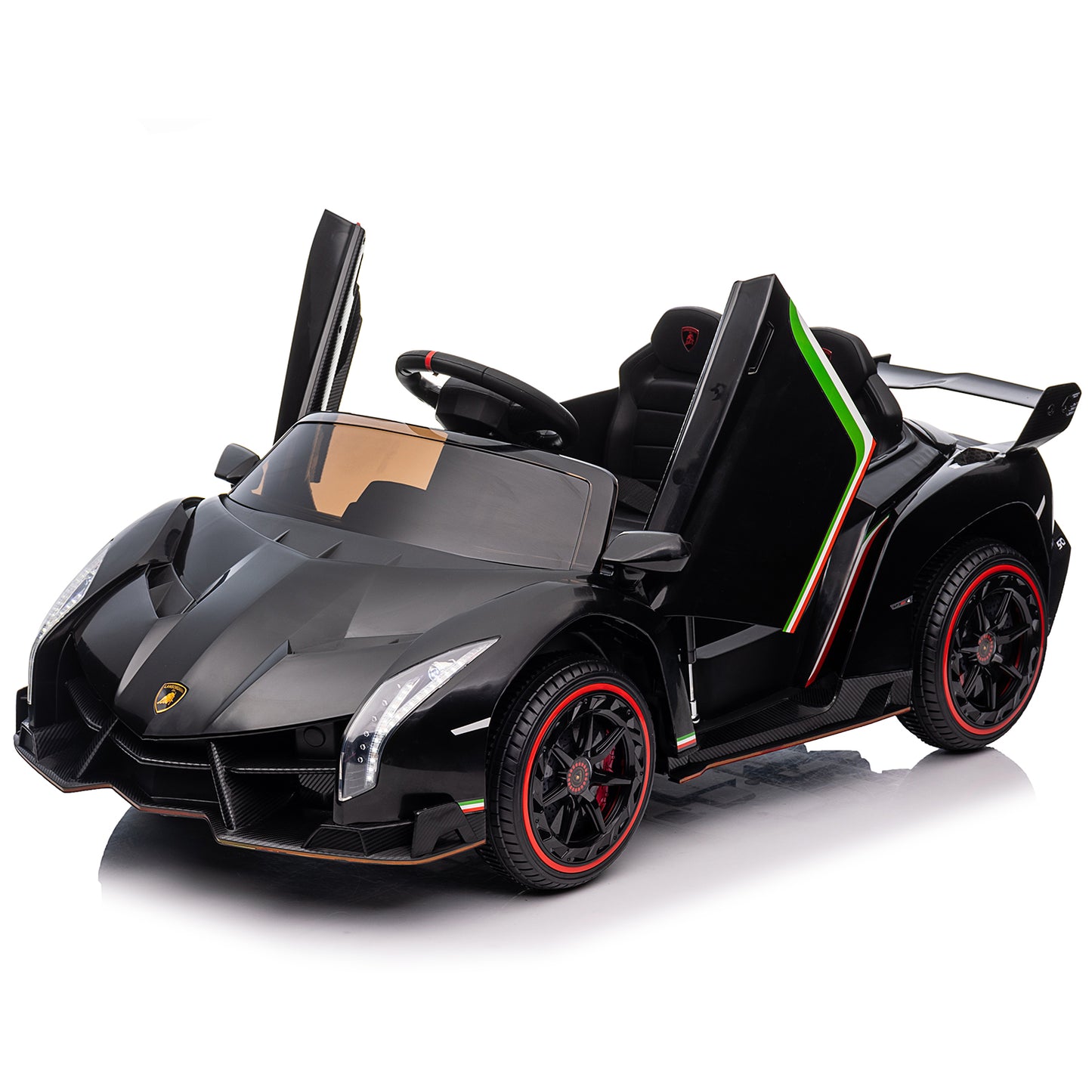 iRerts 12V Ride on Sports Cars with Remote Control, Lamborghini Poison Kids Ride on Vehicles Toys for Boys Girls 3-5 Years Old Gifts, Battery Powered Kids Electric Cars with Music, LED Light, Black