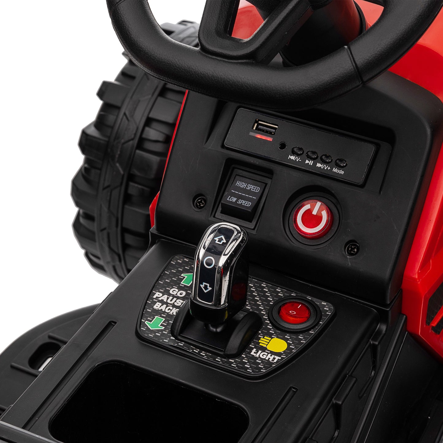 iRerts 24V Ride on Toy Tractor with Trailer, Powered Ride on Car with Remote Control, Electric Cars for Kids Toddlers 3-6 Years Old with 3 Speeds, Bluetooth, Music, USB/MP3 Ports, LED Light, Red