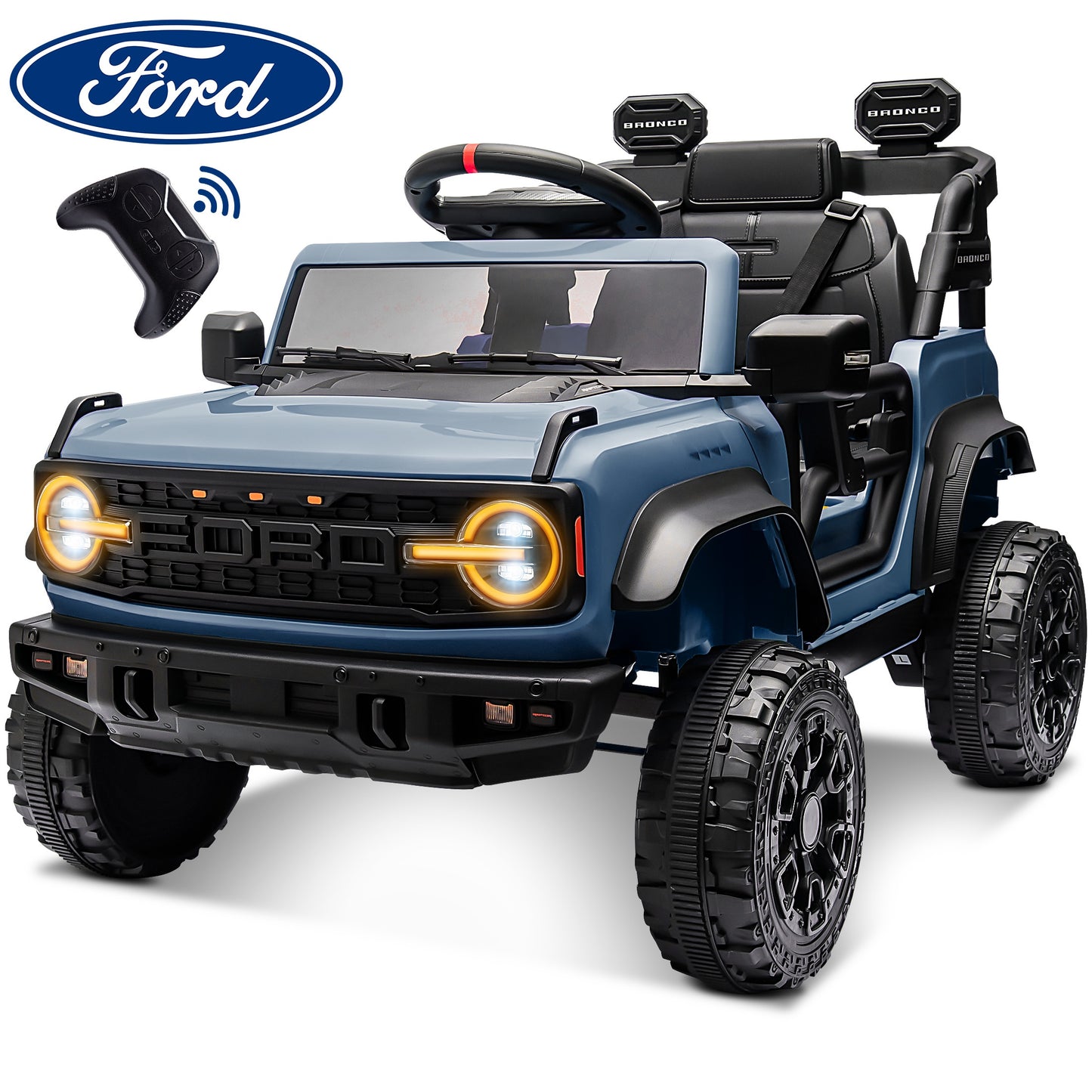 12V Powered Ride on Car Toy, Ford Bronco Raptor Kids Electric Vehicle Car with Parent Remote, Battery Powered Ride on Truck for Boys Girls w/ Rear Wheel Suspension, Bluetooth