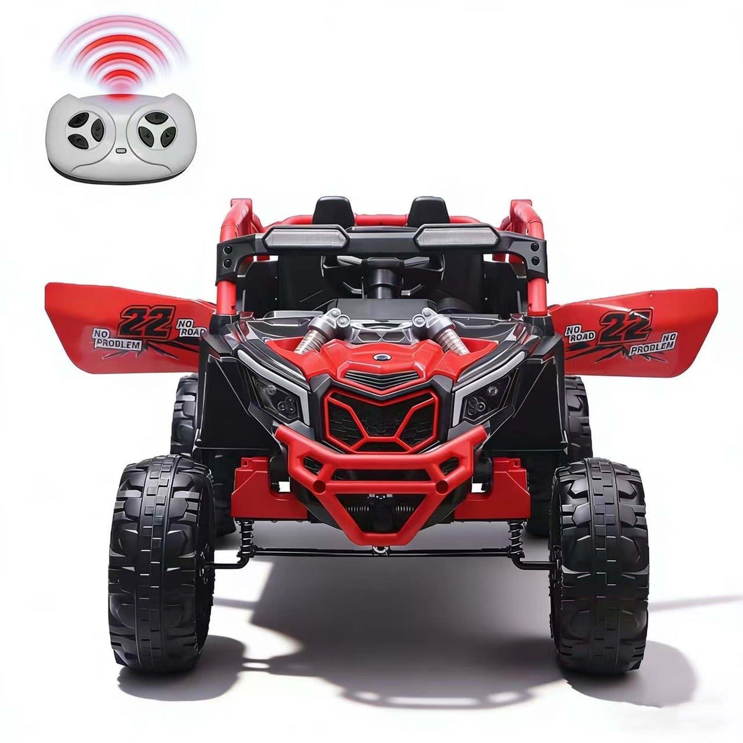 iRerts 24V Ride on Toys with Parents Remote Control, Ride on UTV Car with Bluetooth, MP3 Port, Music, LED Lights, 4 Shock Absorbers, Battery Powered Electric Car for Kids Ages 2-6, Red