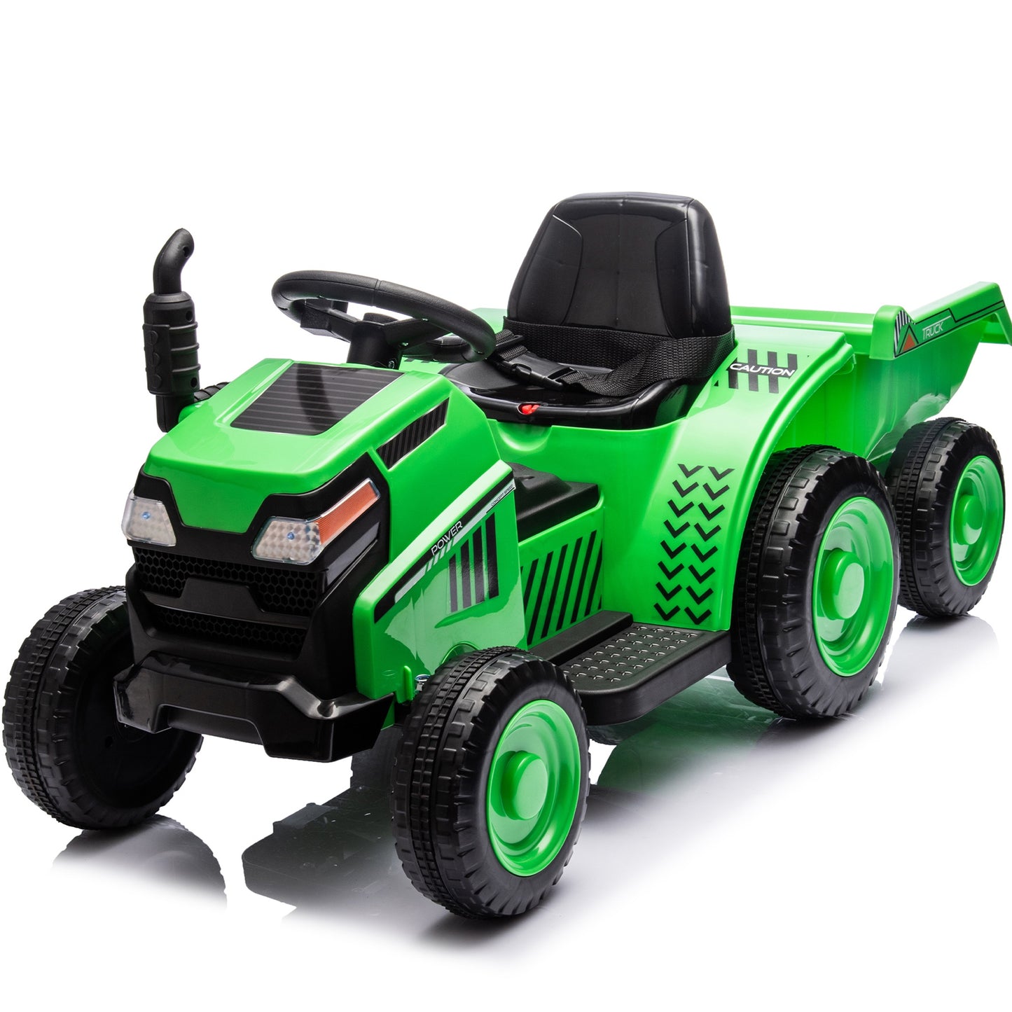 iRerts 12V Ride on Tractor, Powered Ride on Car for Kids Boys Girls Ages 3-6 Gifts, Kids Ride on Toys Electric Cars with Removable Storage Tug, Bluetooth ,Music, MP3/USB Ports, LED Light, Green