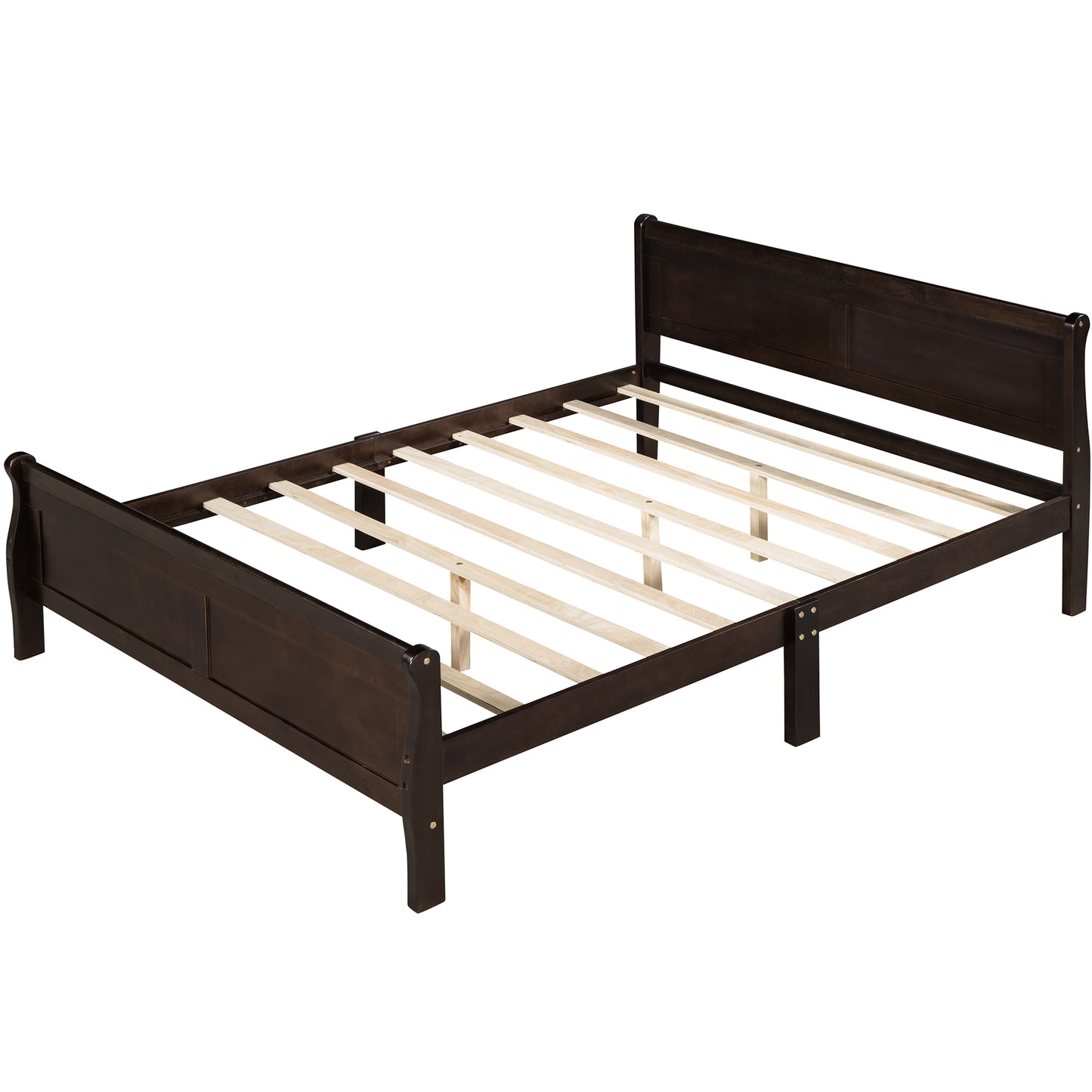 iRerts Wood Full Platform Bed Frame, Modern Full Bed Frame with Headboard, Full Size Wood Platform Bed with Wooden Slat Support, No Box Spring Needed, Easy Assembly, Espresso