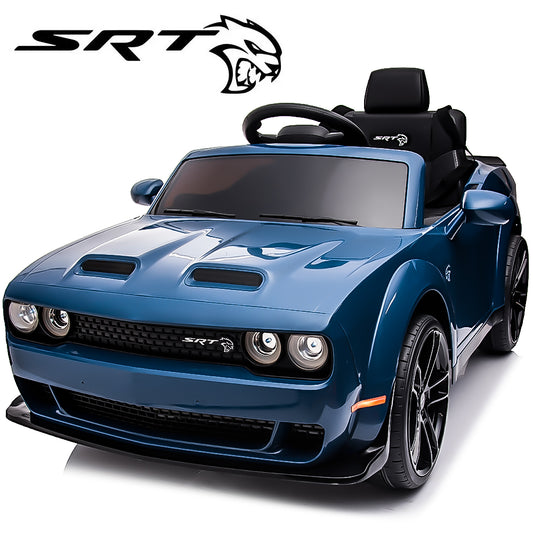 12v Ride on Cars with Remote Control, Licensed Dodge Challenger Battery Powered Kids Electric Car, Ride on Toys for Kids Boys Girls 3-5 Ages Gift with Bluetooth, Music, USB/MP3 Port, LED Light, Blue