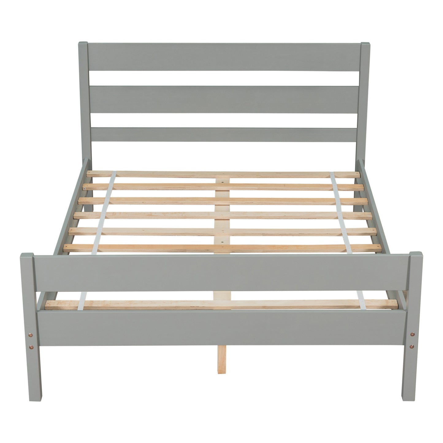 iRerts Wood Full Bed Frame, Gray Full Platform Bed Frame with Headboard and Footboard, Modern Full Bed Frame No Box Spring Needed for Adults Teens Kids, Full Size Bed Frame with Wood Slat Support