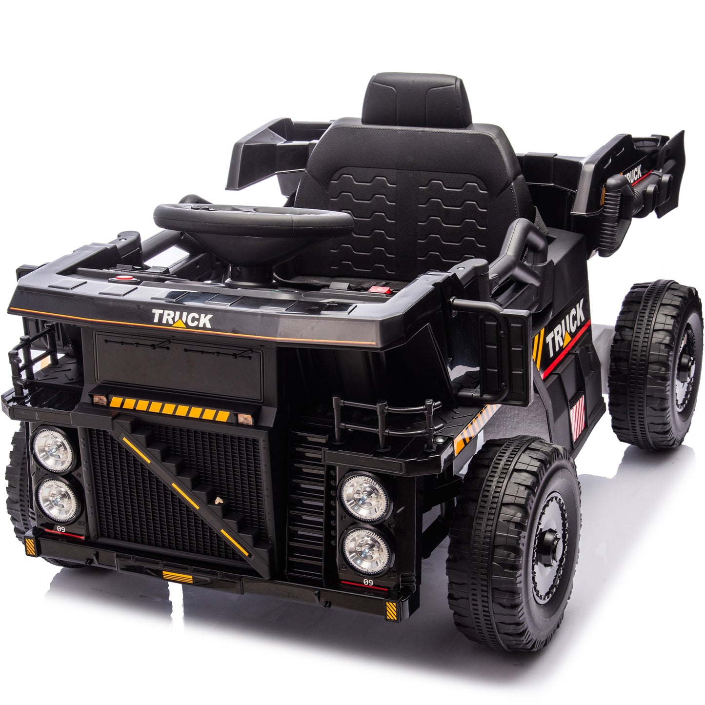 iRerts Ride On Dump Truck for Kids, 12V Powered Ride on Car with Remote Control, Electric Dump Bed, 1 Shovel, Bluetooth Music, LED Light, Kids Car Ride on Construction for Boys Girls Ages 3-5, Black