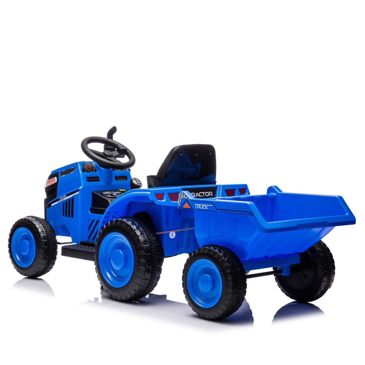 iRerts 12V Ride on Tractor, Powered Ride on Car for Kids Boys Girls Ages 3-6 Gifts, Kids Ride on Toys Electric Cars with Removable Storage Tug, Bluetooth ,Music, MP3/USB Ports, LED Light, Blue