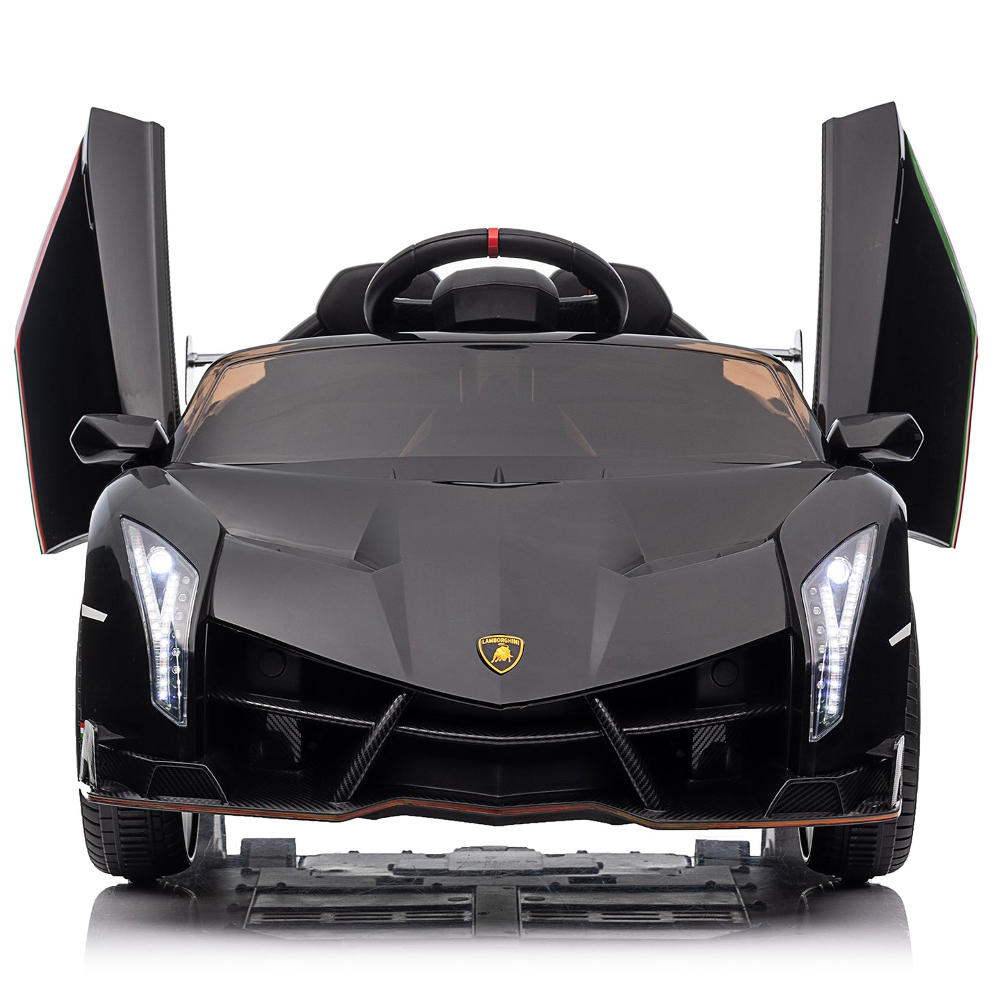 iRerts 12V Ride on Sports Cars with Remote Control, Lamborghini Poison Kids Ride on Vehicles Toys for Boys Girls 3-5 Years Old Gifts, Battery Powered Kids Electric Cars with Music, LED Light, Black