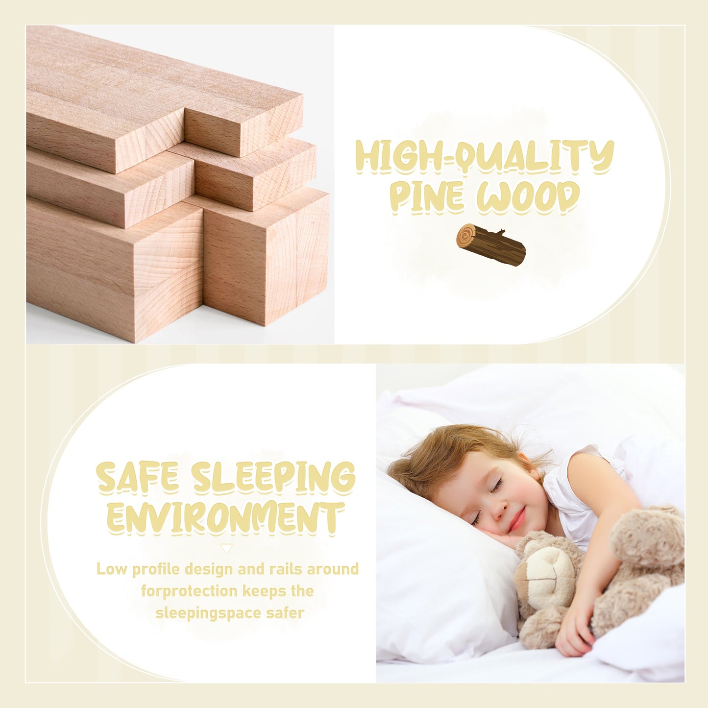 iRerts Queen Floor Bed Frame for Toddlers Kids, Wood Queen Montessori Bed Frame with Slats, Fence, Door, Kids Montessori Bed Queen Size, Queen Toddler Bed Frame for Boys Girls, White
