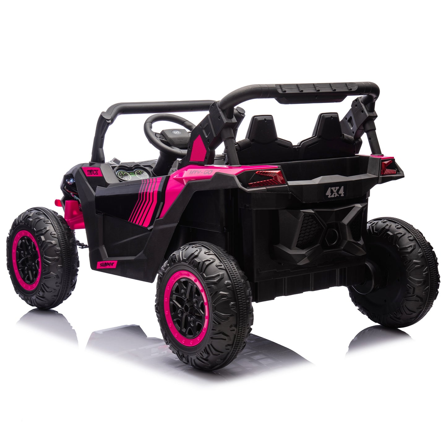 iRerts 2 Seater Ride on Car, 24V Powered Ride on Toys UTV with Remote Control, LED Lights, Bluetooth Music, 3 Speeds, Storage Space, Electric Vehicle for Kids Boys Girls Ages 3-8 Gifts, Pink