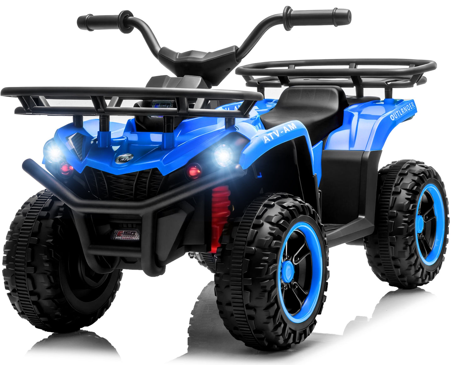 iRerts 24V Ride on ATV, Powered Ride on Toys for Kids Boys Girls Ages 3-5, Kids 4 Wheeler Electric Cars with Bluetooth, Music, LED Headlights, Front Rear Storage Racks, Crash Bars, Blue