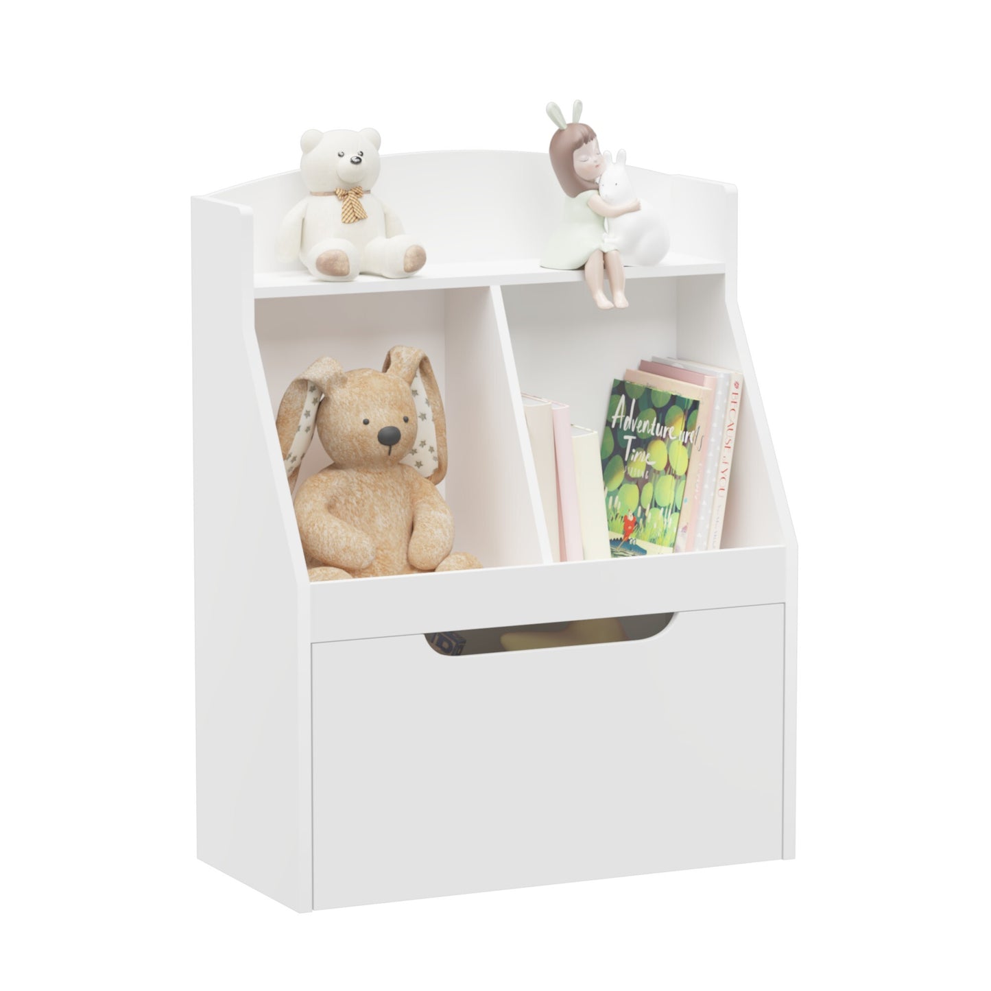 iRerts Kids Toy Storage Organizer, Wooden Cube Bookcase and Book Shelf with Storage for Bedroom, Living Room, White