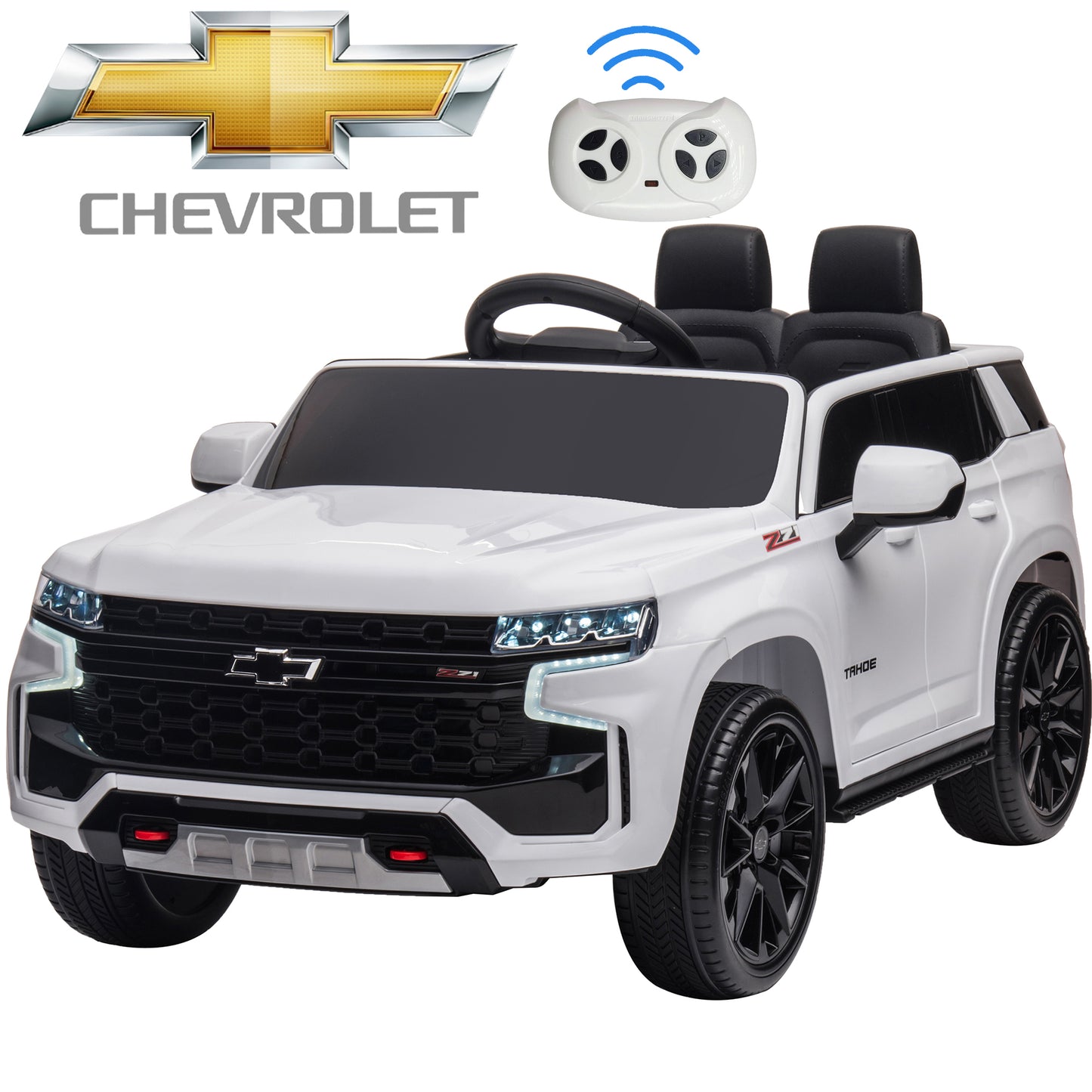 iRerts White 12V Chevrolet Tahoe Powered Ride On Cars with Remote Control, Kids Ride on Toys for Boys Girls Gifts Ages 3-6, Battery Powered Kids Electric Cars with Music, MP3/USB/AUX Port