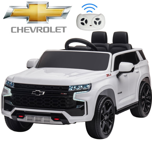 iRerts White 12V Chevrolet Tahoe Powered Ride On Cars with Remote Control, Kids Ride on Toys for Boys Girls Gifts Ages 3-6, Battery Powered Kids Electric Cars with Music, MP3/USB/AUX Port