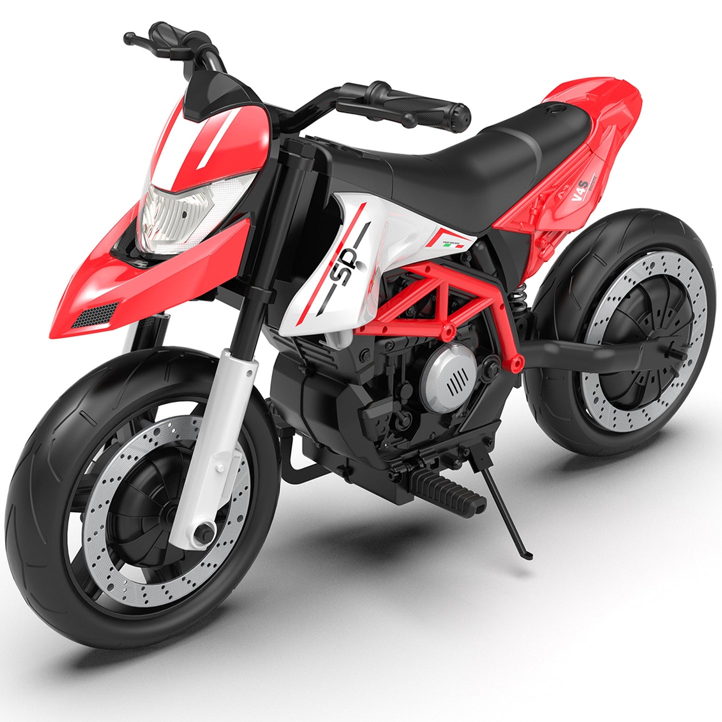 iRerts 24V Electric Dirt Bike for Kids, 200W Kids Electric Bike for Boys Girls Ages 6+, Kids Ride on Motorcycle with EVA Wheels, Suspension System, Safe Speed 4.35-9 MPH, Bluetooth Music, Red