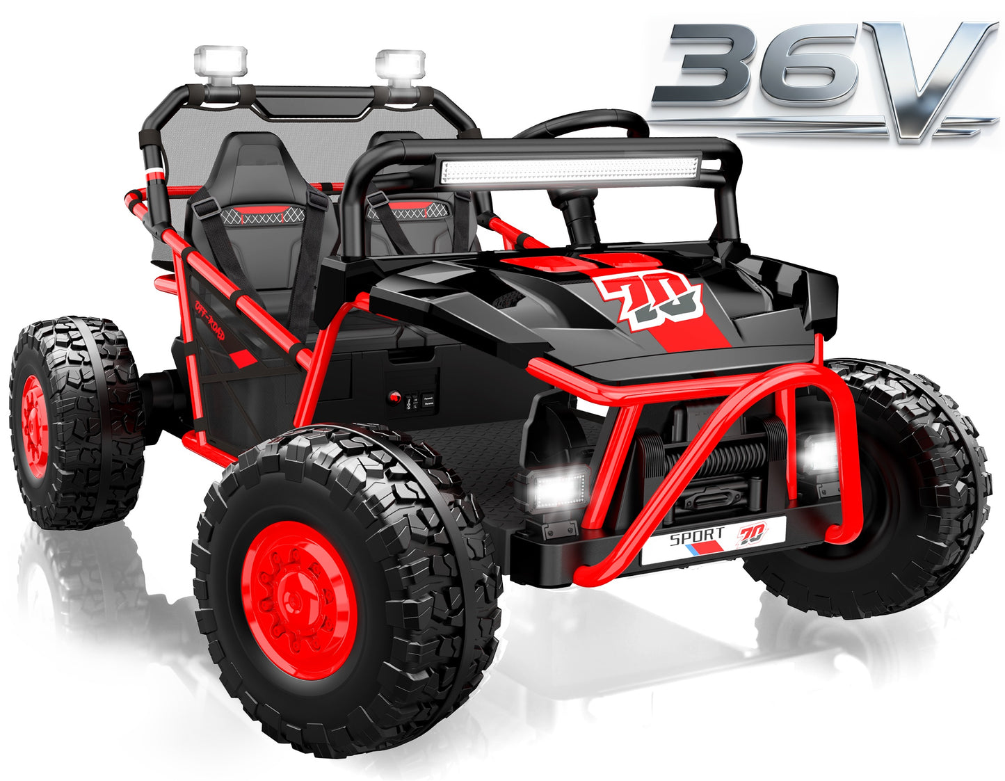iRerts 36V Powered Ride on Toys for Big Kids, 2 Seater Ride on UTV Cars with Bluetooth, Music, 4 Wheels Spring Suspension, Kids Car Electric Ride on Vehicles for Boys Girls Ages 6+, Red