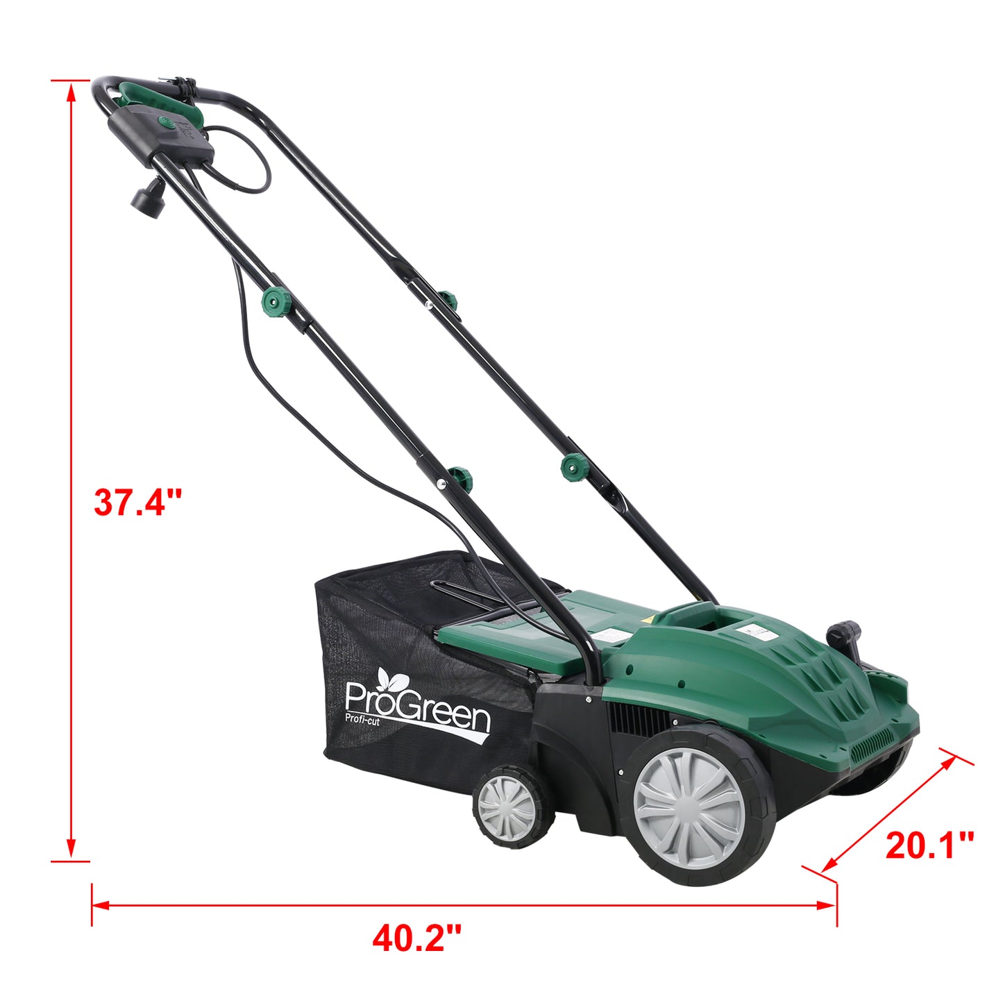 iRerts Electric Dethatcher and Scarifier, 2-in-1 13 Inch Dethatcher Scarifier with 31.7QT Removable Collection Bag, 4 Position Height Adjustment, 12 Amp Walk Behind Scarifier for Garden Yard, Green