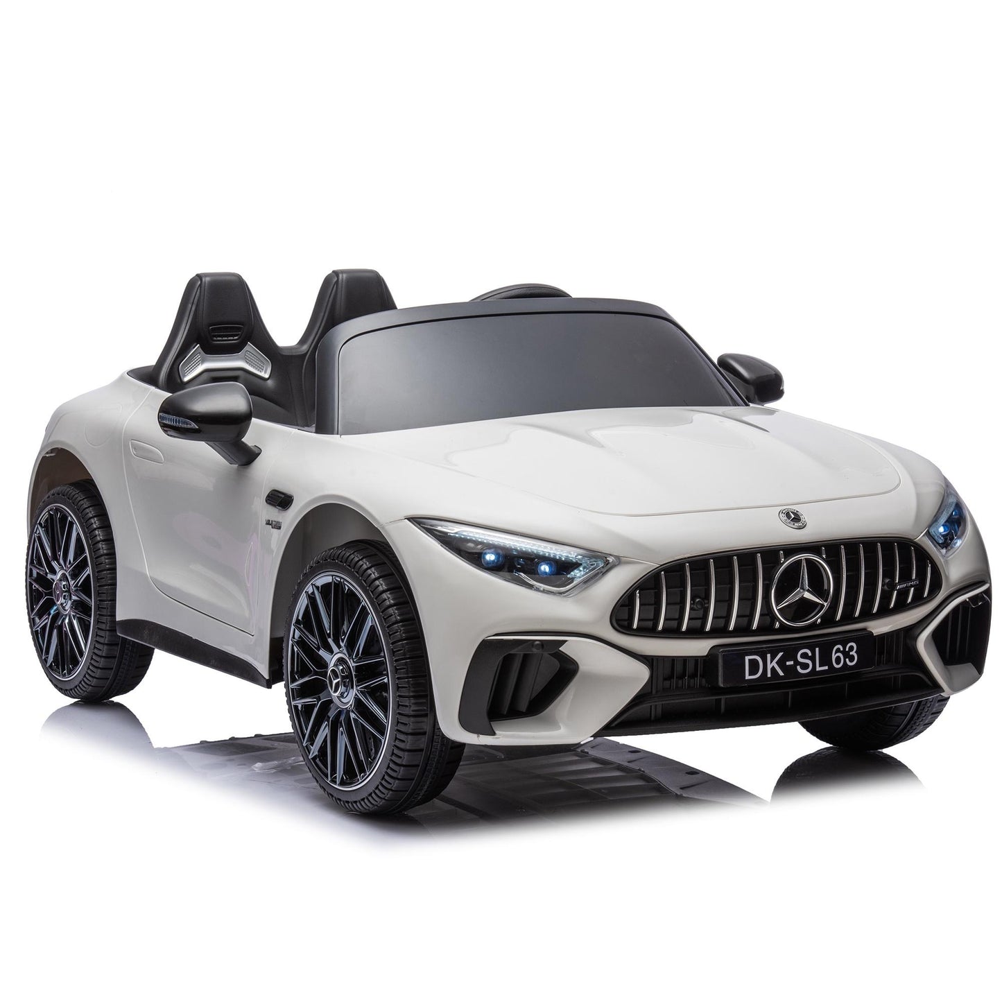 iRerts White 24V Mercedes Benz SL63 Powered Ride On Cars with Remote Control, 4 Wheels Electric Car for Kids with Bluetooth, Music, USB, LED Light, Ride on Toys for Kids 3-8 Ages Boys Girls Gifts